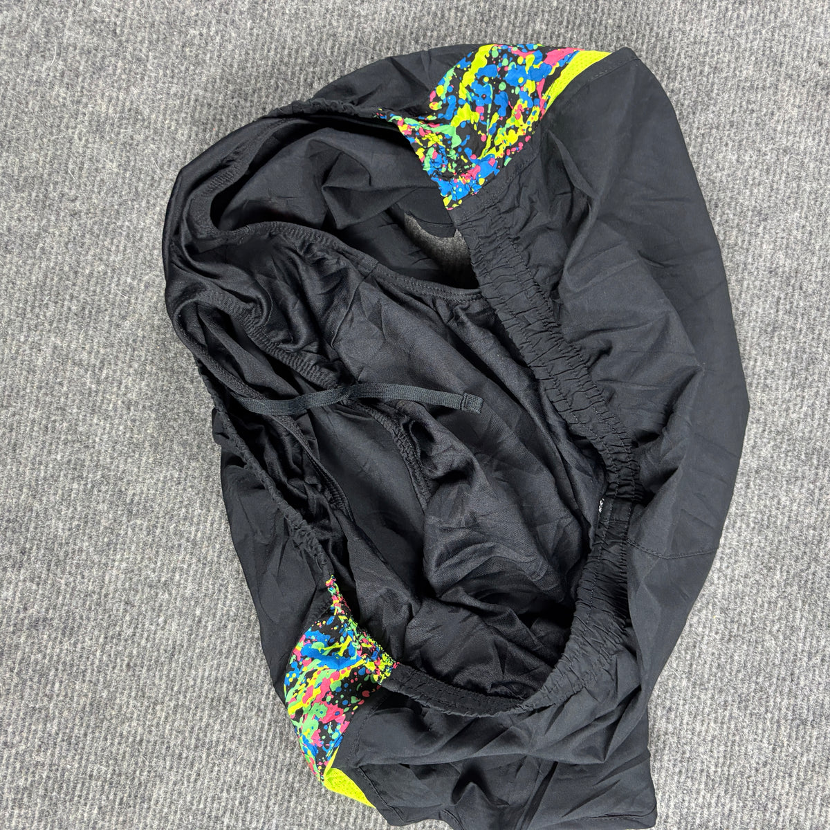 Nike Tempo Running Shorts Women's Small Black Volt Paint Splatter Activewear