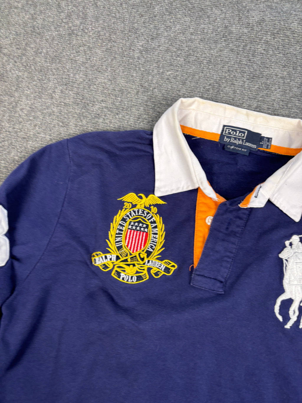 Vintage Y2K Ralph Lauren Rugby Polo Men's M Navy USA crest Big Pony Collared