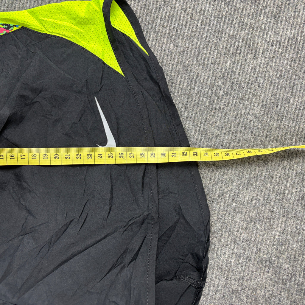 Nike Tempo Running Shorts Women's Small Black Volt Paint Splatter Activewear