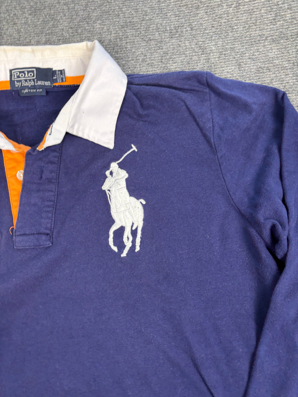 Vintage Y2K Ralph Lauren Rugby Polo Men's M Navy USA crest Big Pony Collared