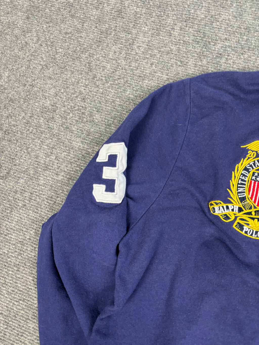 Vintage Y2K Ralph Lauren Rugby Polo Men's M Navy USA crest Big Pony Collared