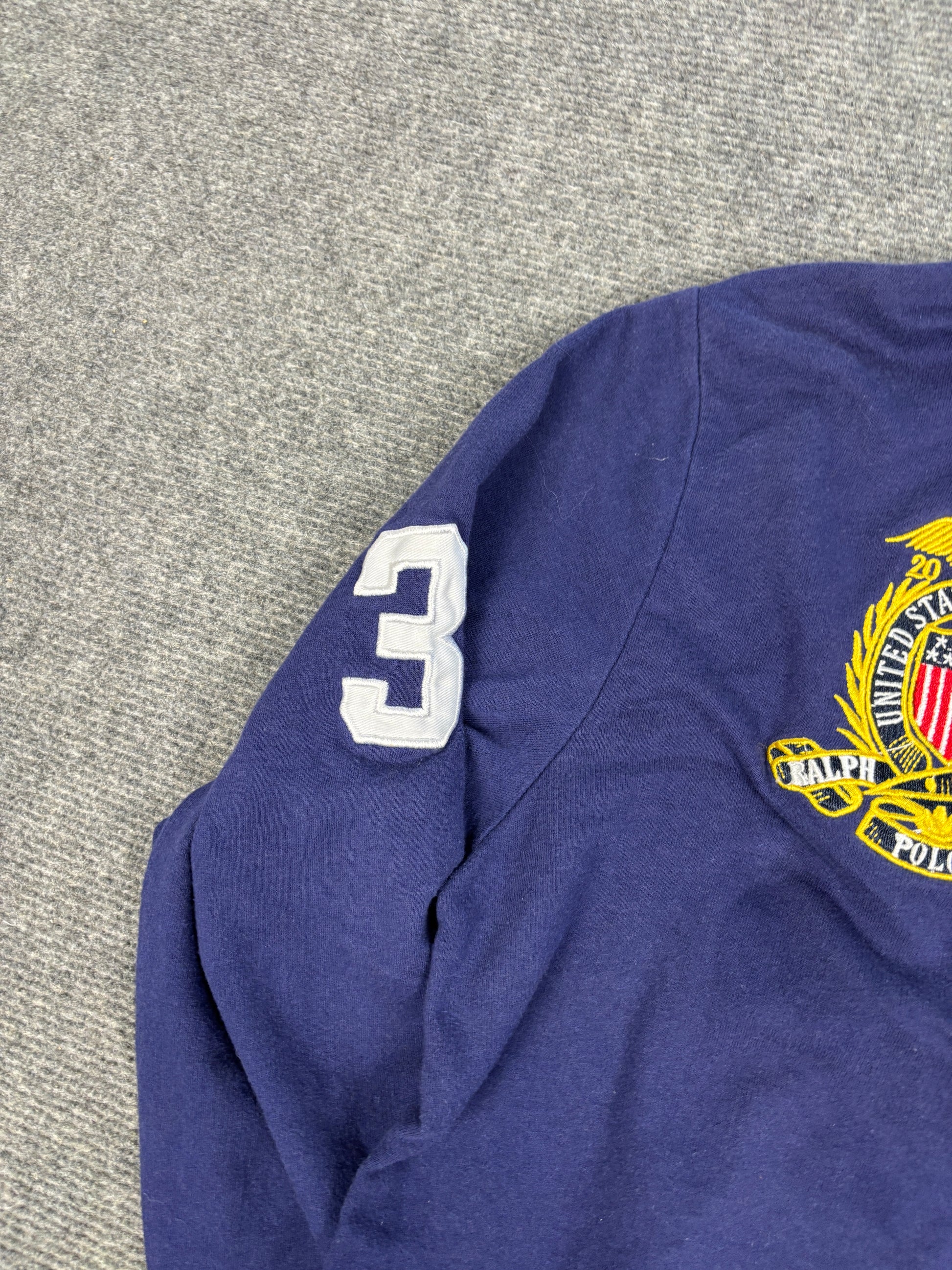 Vintage Y2K Ralph Lauren Rugby Polo Men's M Navy USA crest Big Pony Collared