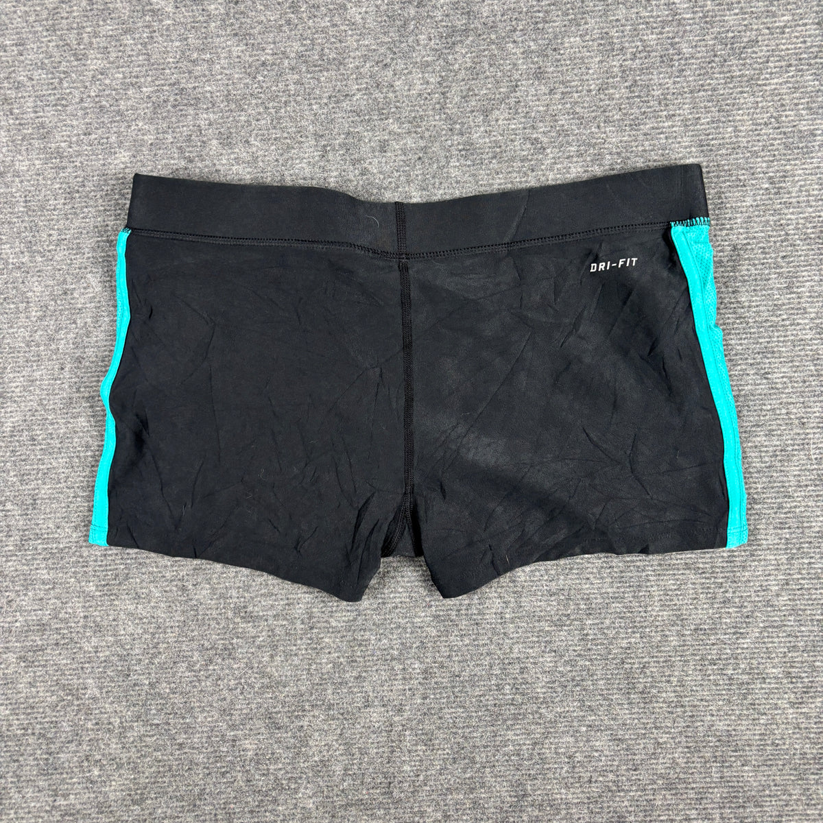 Vintage Y2K Nike Pro Tight Shorts Women's Small Black Teal Mesh Panel Activewear