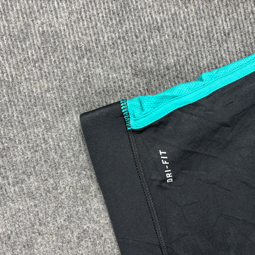 Vintage Y2K Nike Pro Tight Shorts Women's Small Black Teal Mesh Panel Activewear