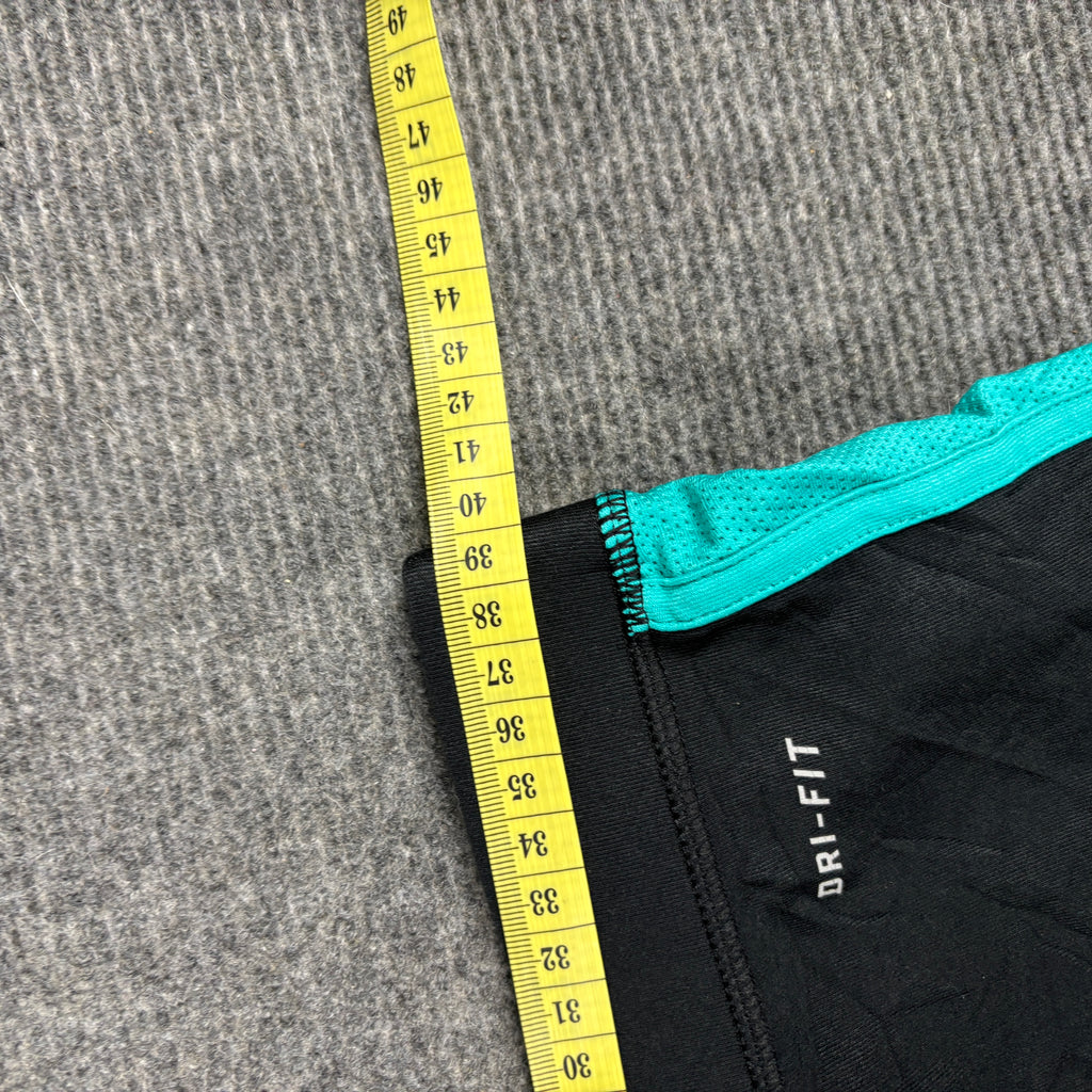Vintage Y2K Nike Pro Tight Shorts Women's Small Black Teal Mesh Panel Activewear