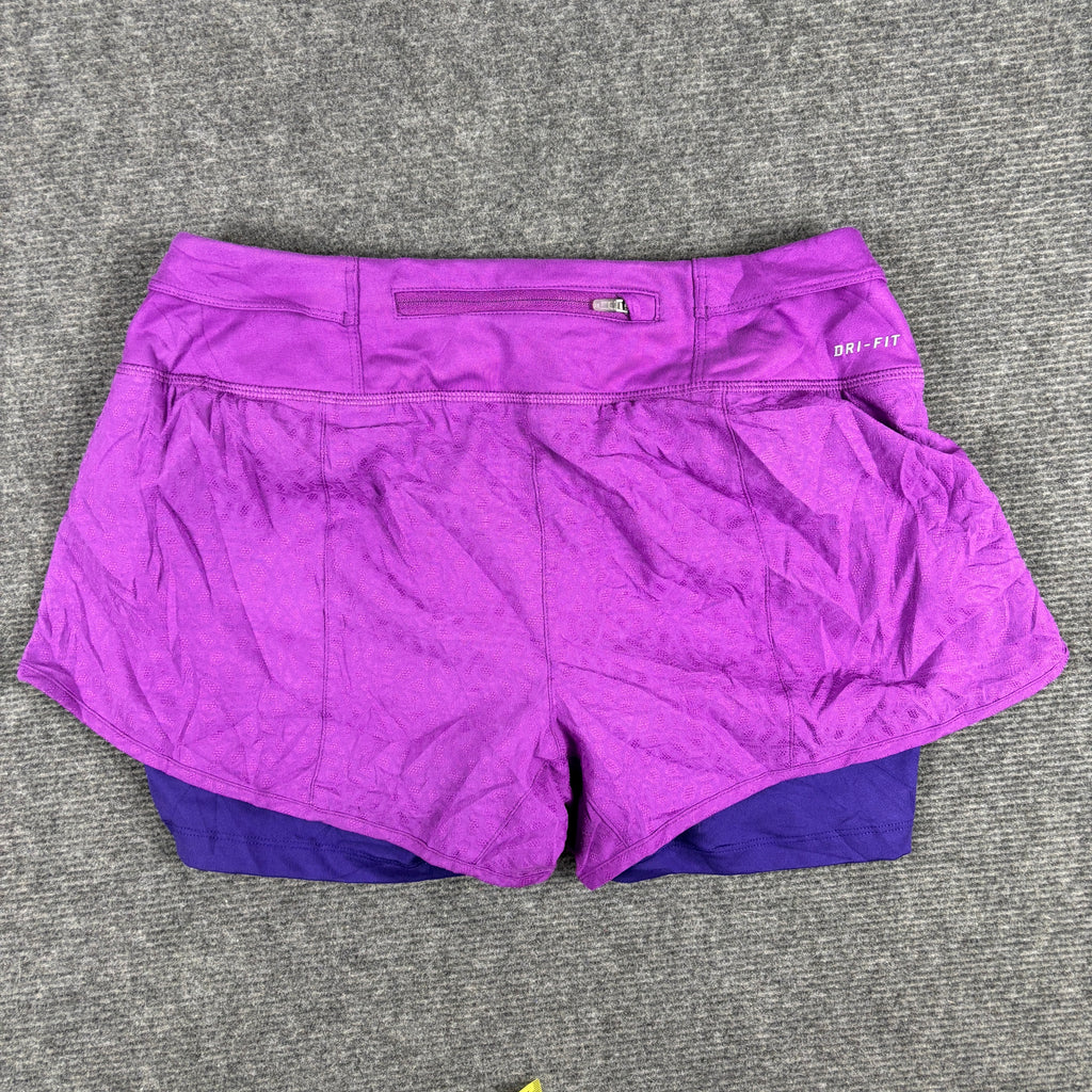 Nike 2-in-1 Running Shorts Women's Small Purple Dri-Fit Activewear