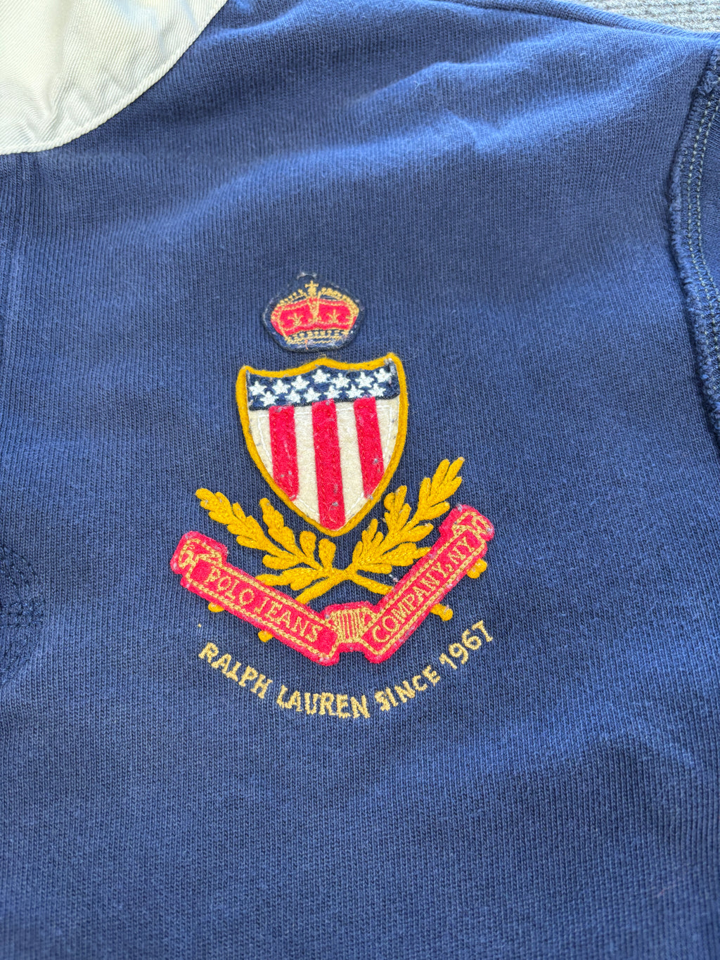 Vintage Y2K Ralph Lauren Rugby Polo Men's M Navy Felt Badge Logo Collared