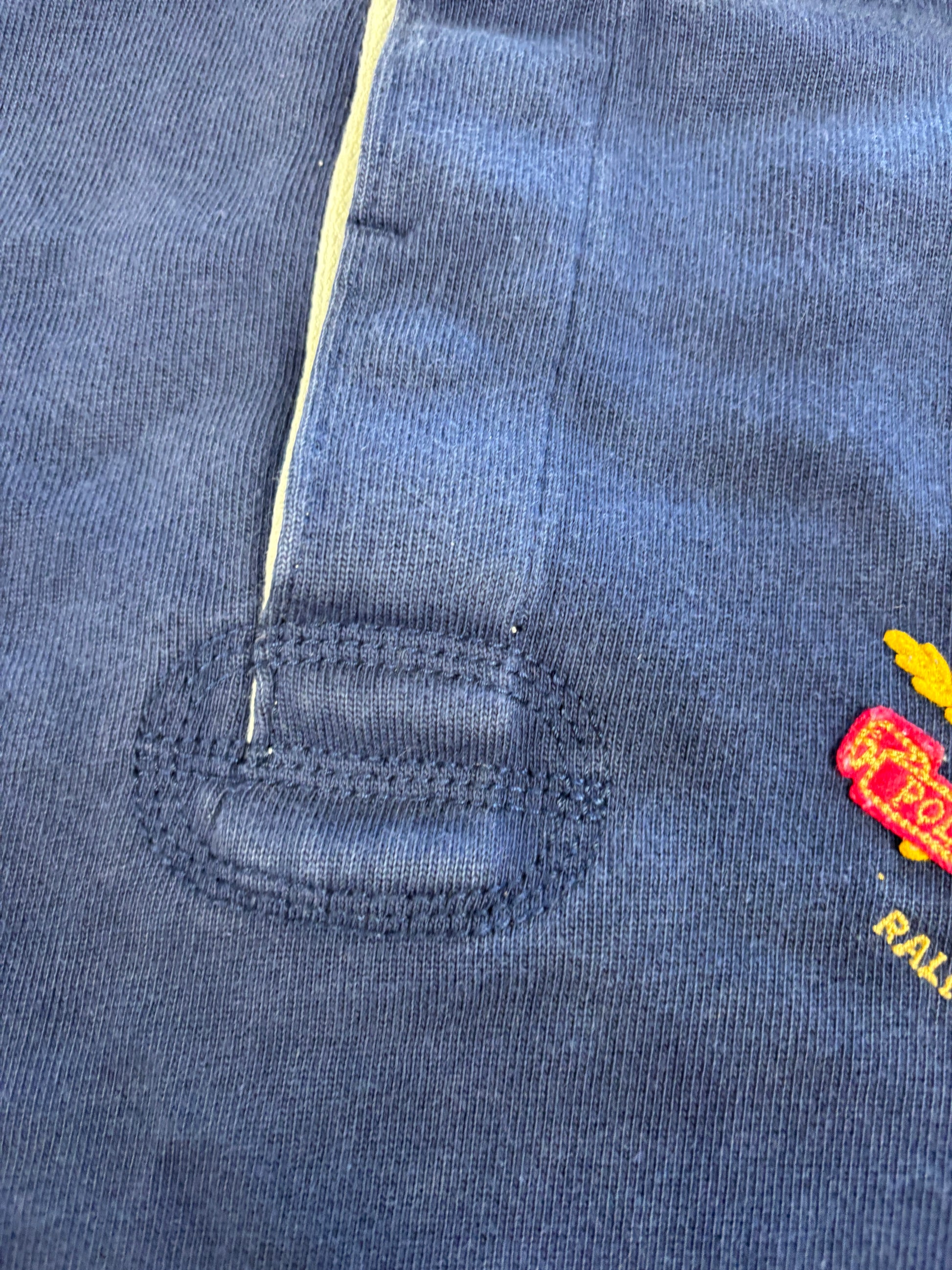 Vintage Y2K Ralph Lauren Rugby Polo Men's M Navy Felt Badge Logo Collared