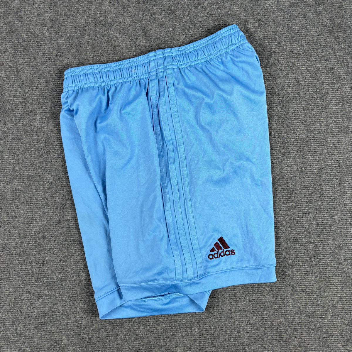 Adidas Football Shorts Women's Small Light Blue Three Stripe Satin Type