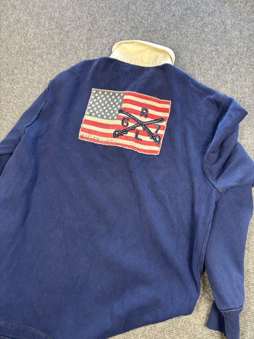 Vintage Y2K Ralph Lauren Rugby Polo Men's M Navy Felt Badge Logo Collared