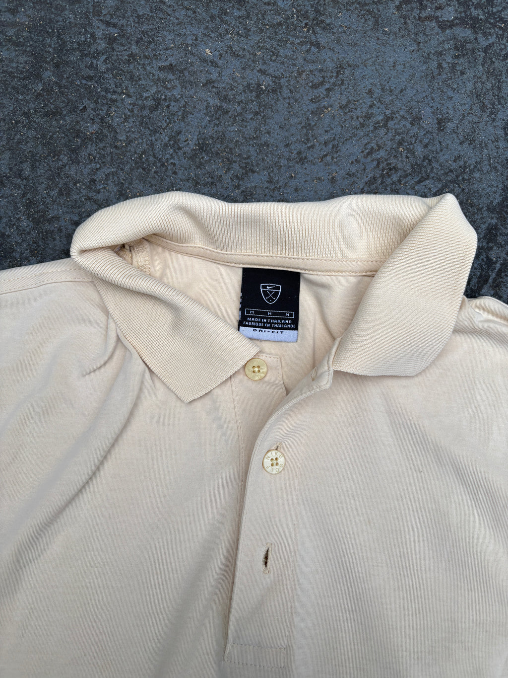 Vintage 90s Nike Golf Polo Size M Beige Black Swoosh Classic Golf Logo Long Sleeve