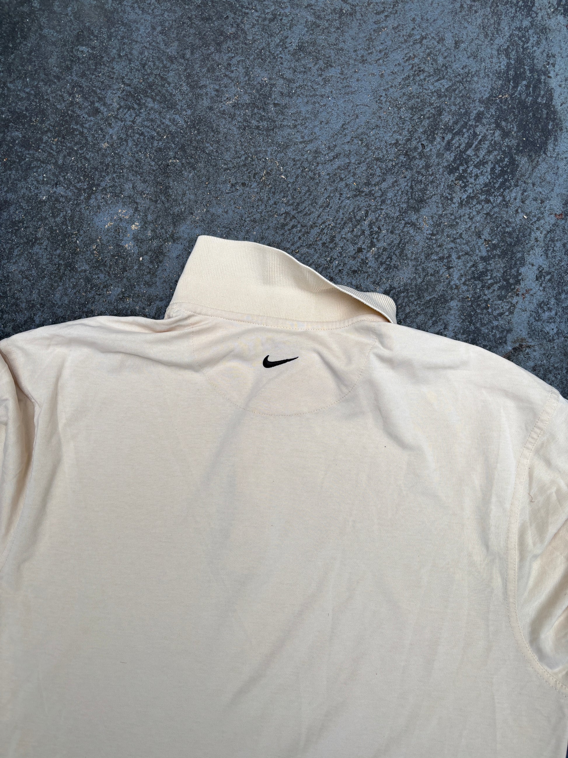 Vintage 90s Nike Golf Polo Size M Beige Black Swoosh Classic Golf Logo Long Sleeve