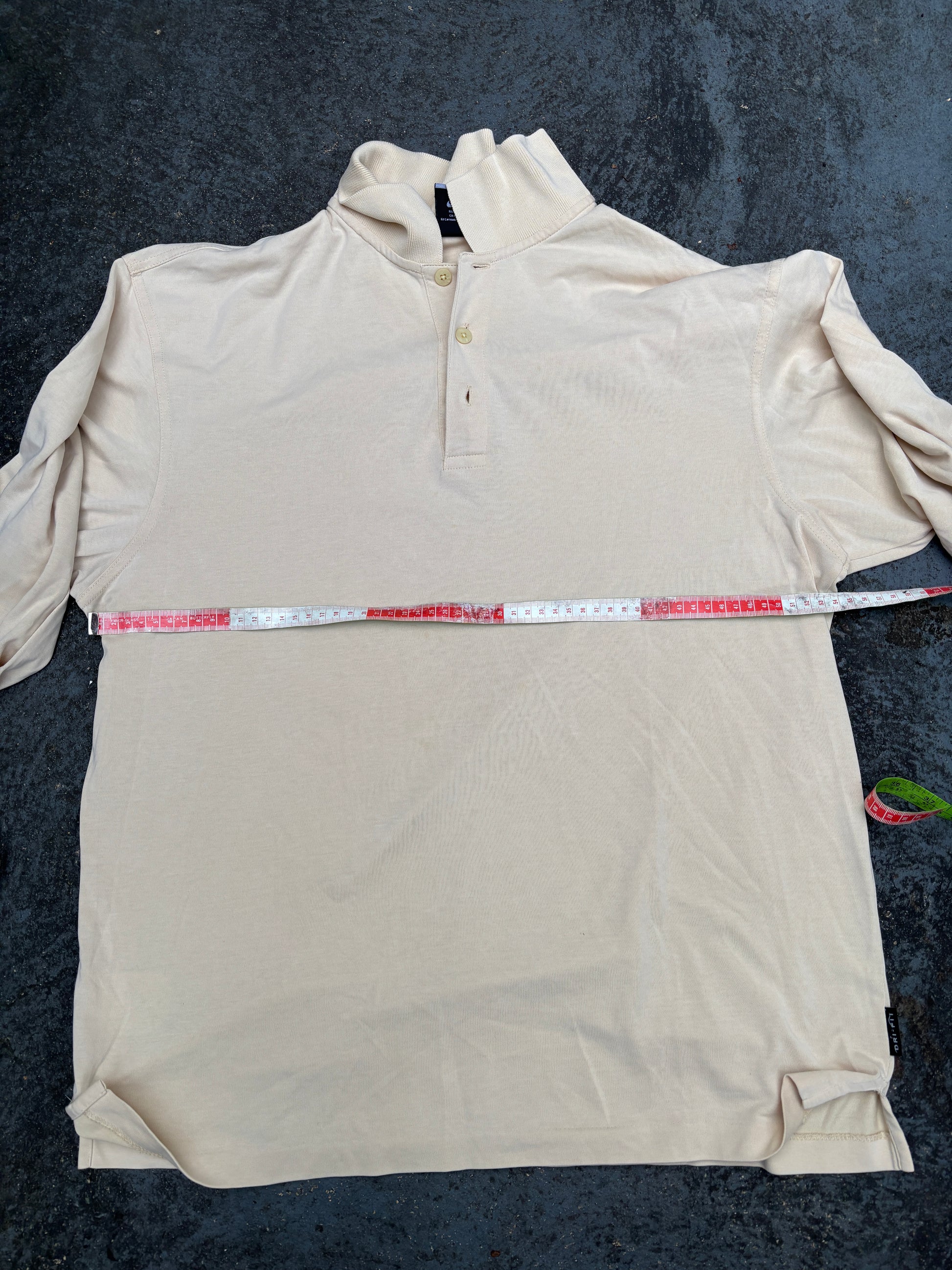 Vintage 90s Nike Golf Polo Size M Beige Black Swoosh Classic Golf Logo Long Sleeve