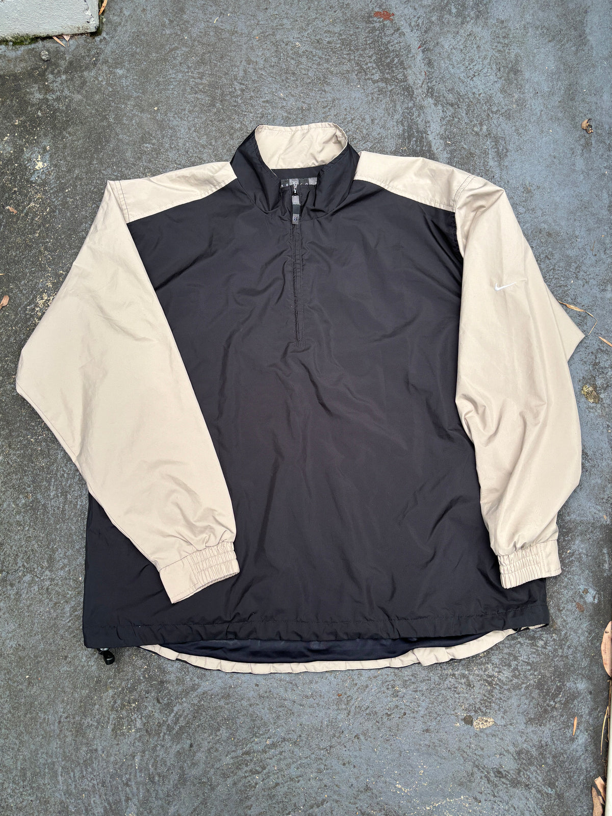 Vintage 90s Nike Golf Jacket Size L Black Tan 14/ Zip Classic Nylon Windbreaker