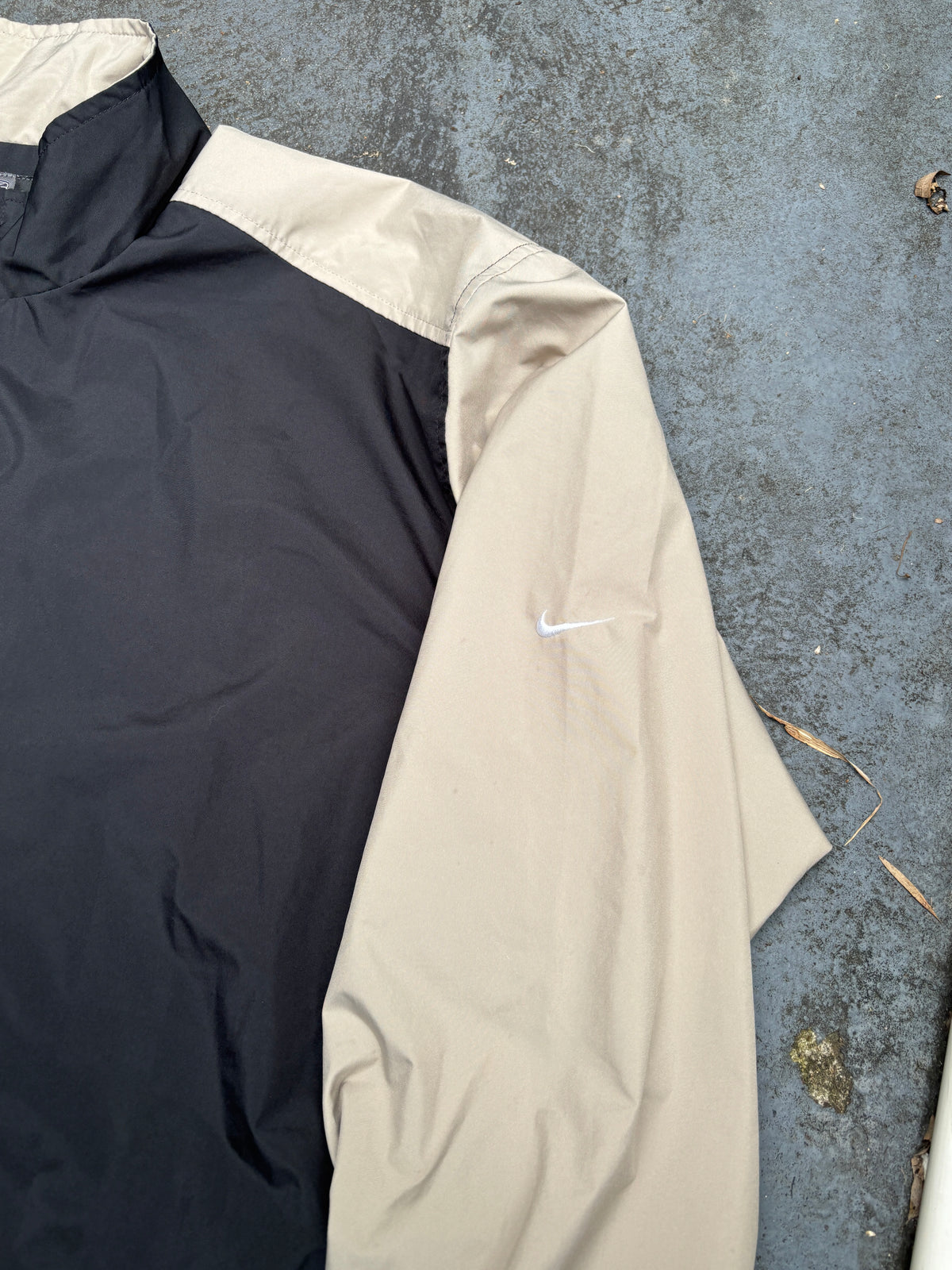 Vintage 90s Nike Golf Jacket Size L Black Tan 14/ Zip Classic Nylon Windbreaker