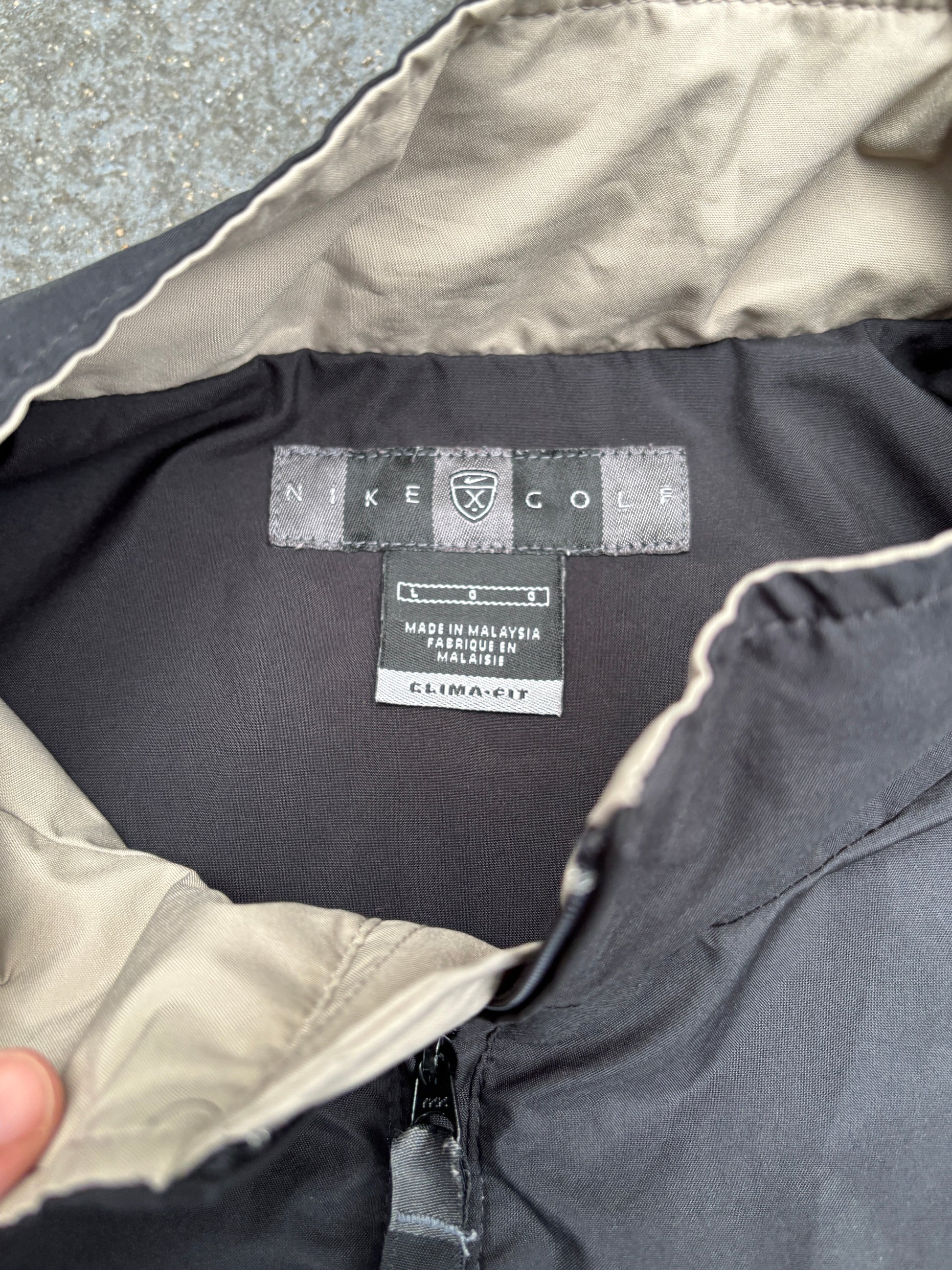 Vintage 90s Nike Golf Jacket Size L Black Tan 14/ Zip Classic Nylon Windbreaker