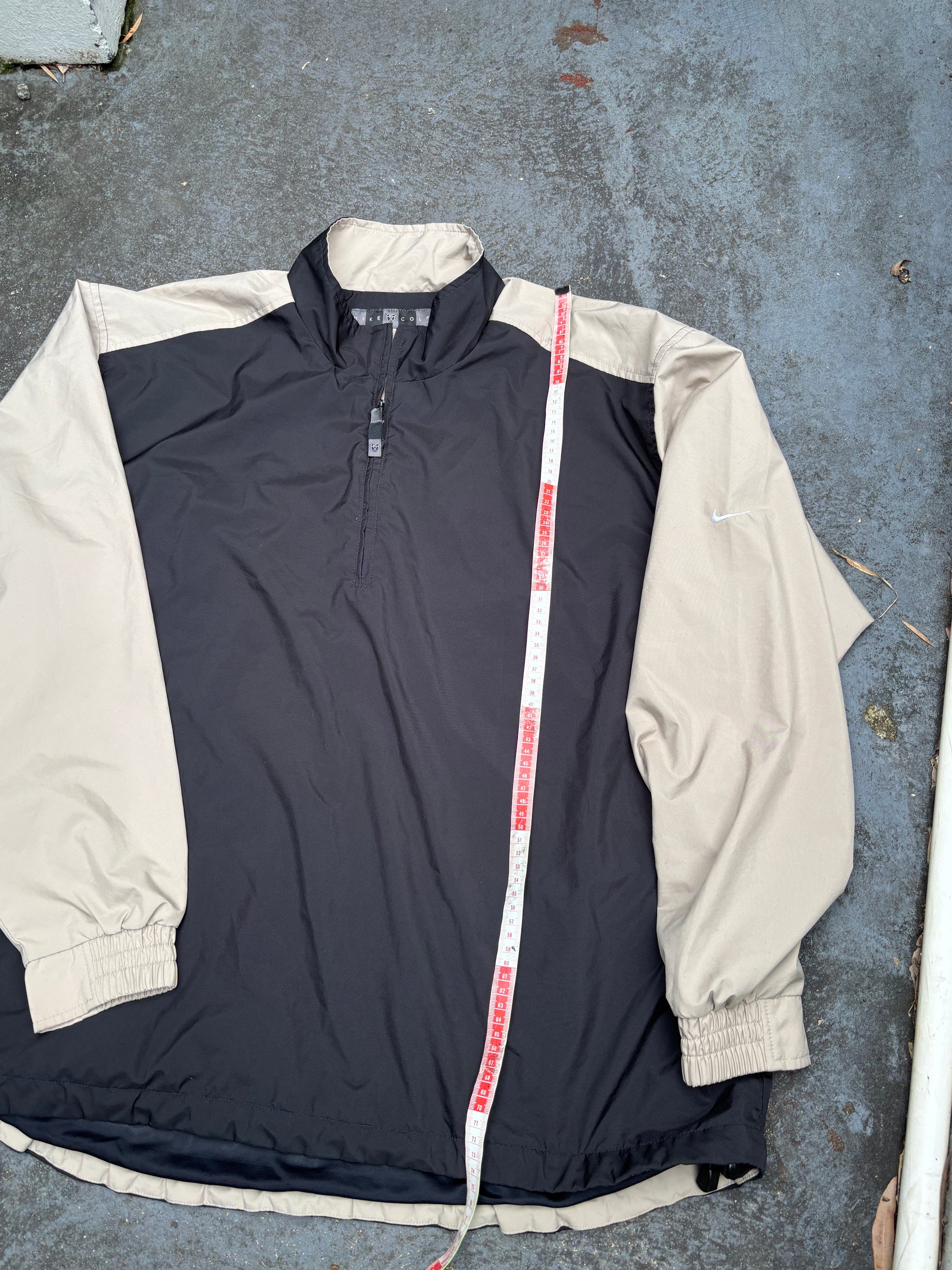 Vintage 90s Nike Golf Jacket Size L Black Tan 14/ Zip Classic Nylon Windbreaker