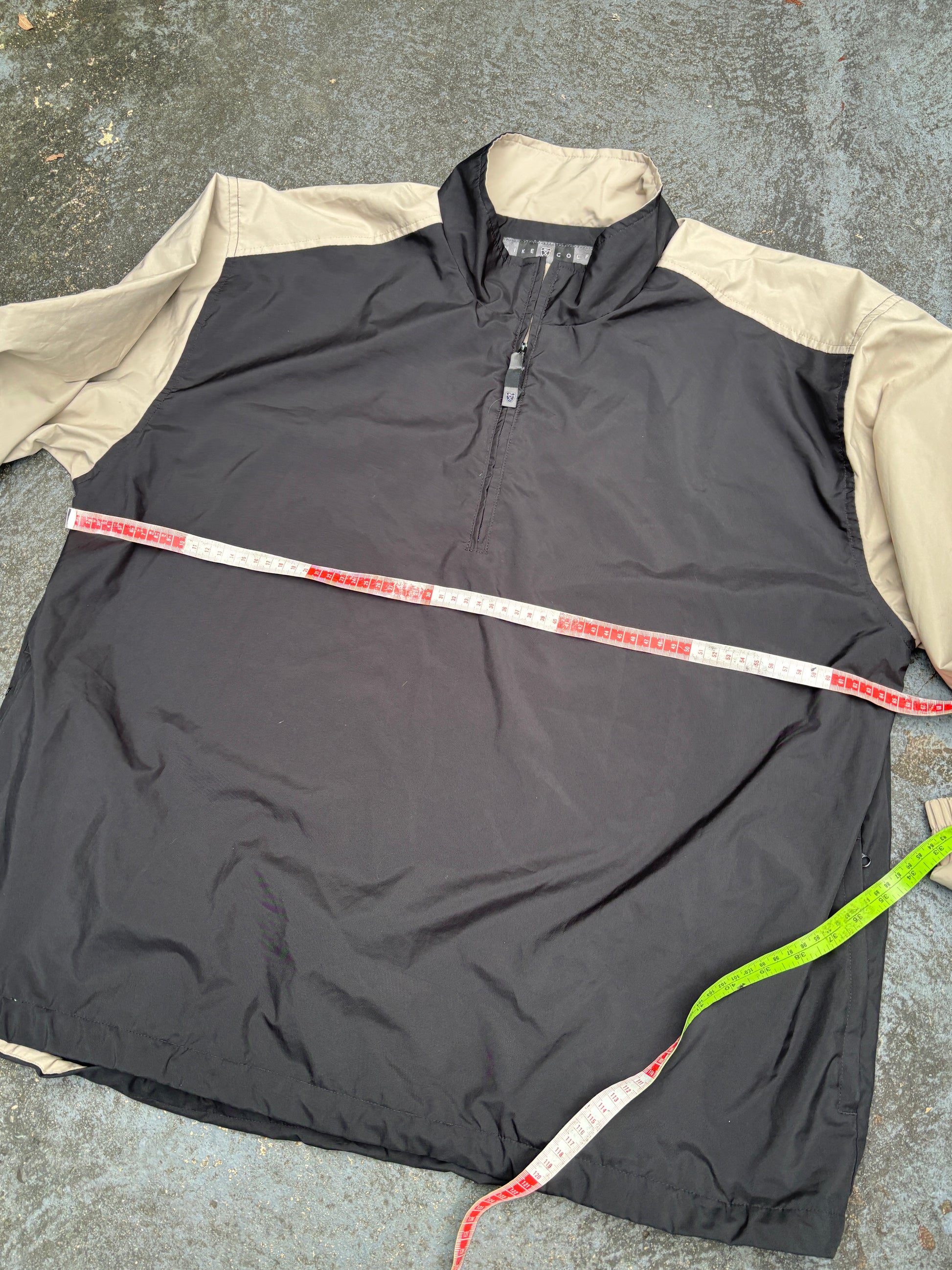 Vintage 90s Nike Golf Jacket Size L Black Tan 14/ Zip Classic Nylon Windbreaker