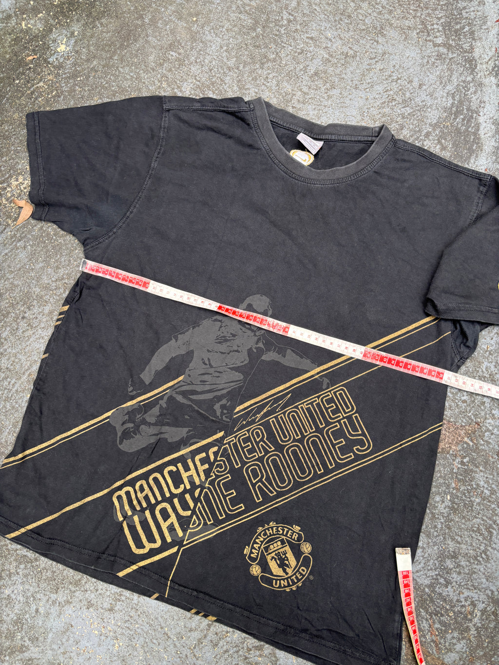 Vintage Y2K Nike Football T-Shirt Men’s XL Black Gold Wayne Rooney Manchester United