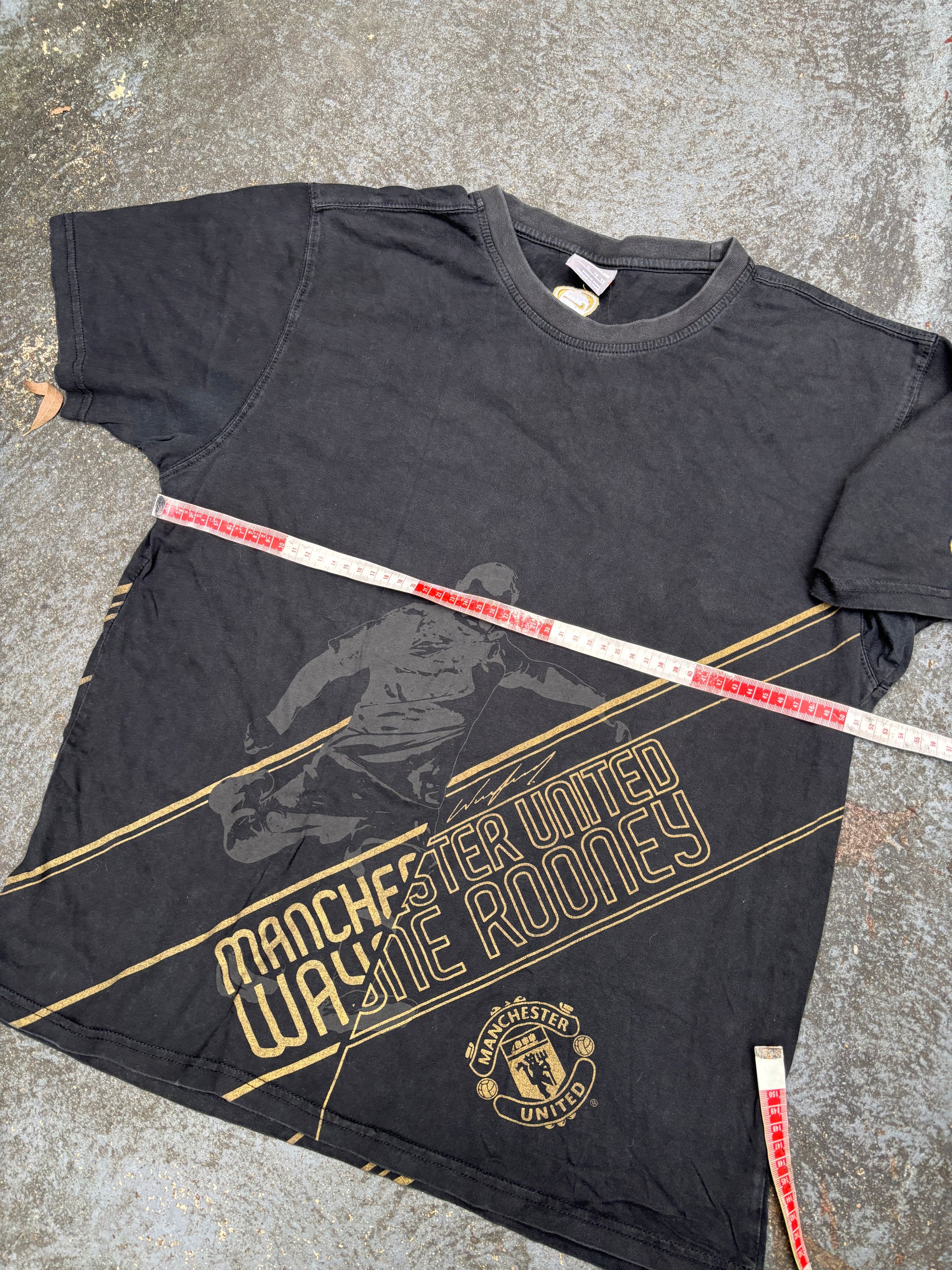Vintage Y2K Nike Football T-Shirt Men’s XL Black Gold Wayne Rooney Manchester United