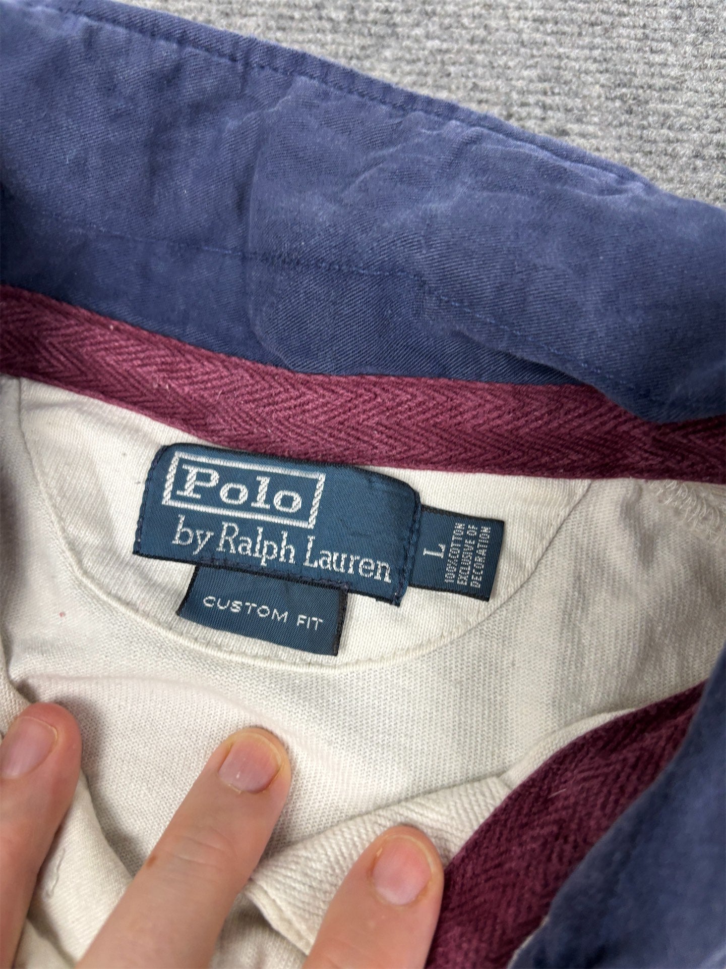 Vintage 90's Ralph Lauren Rugby Polo Men's L White Big Pony 2 Sleeve Neck Collared