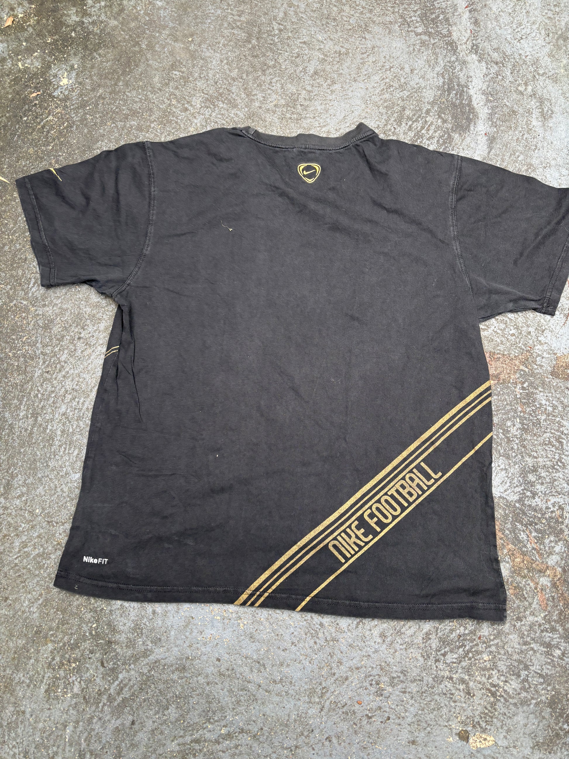 Vintage Y2K Nike Football T-Shirt Men’s XL Black Gold Wayne Rooney Manchester United