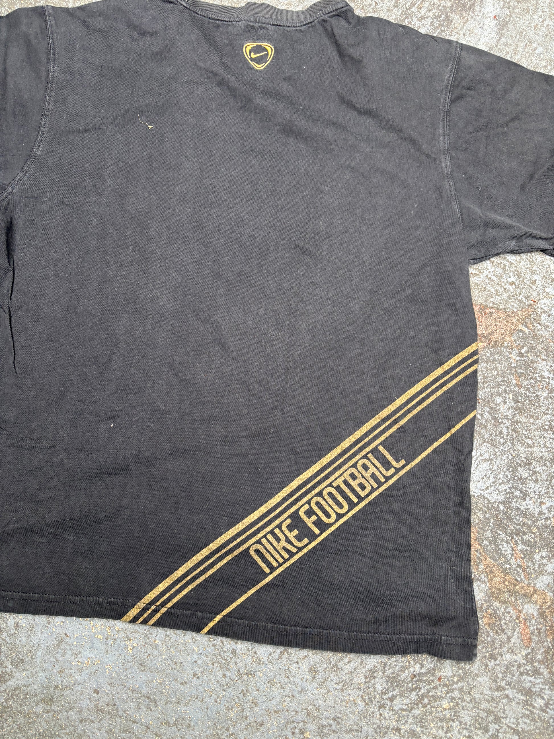 Vintage Y2K Nike Football T-Shirt Men’s XL Black Gold Wayne Rooney Manchester United