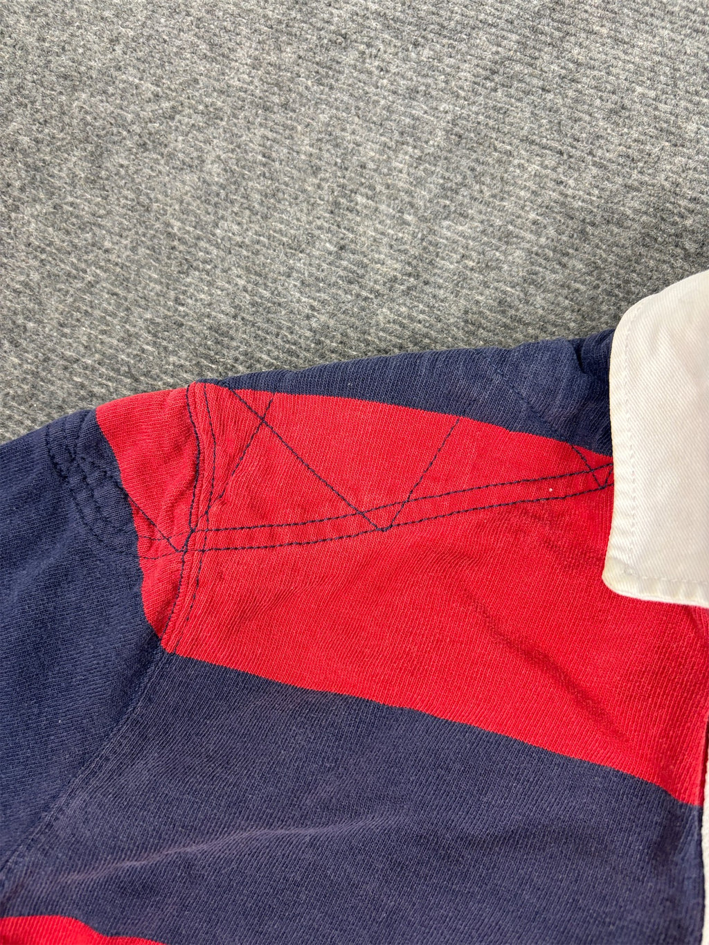 Vintage 90's Ralph Lauren Rugby Polo Men's L Red Blue Striped Green Pony Collared