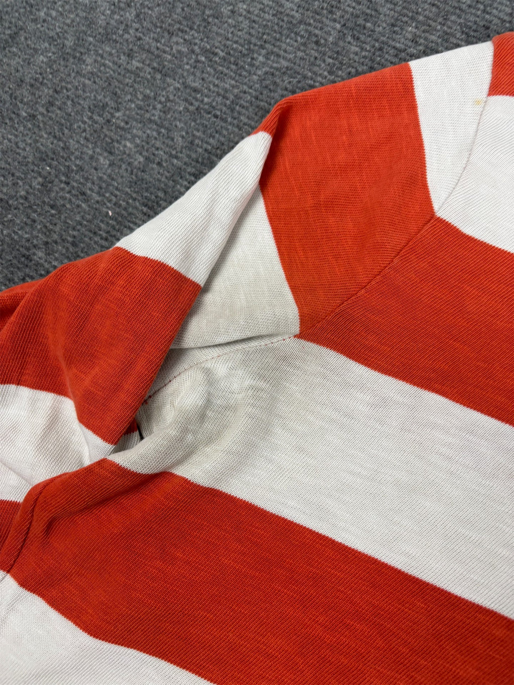 Modern Ralph Lauren Rugby Polo Men's L Orange White Striped Double R Logo Embroidered Oversized Collared