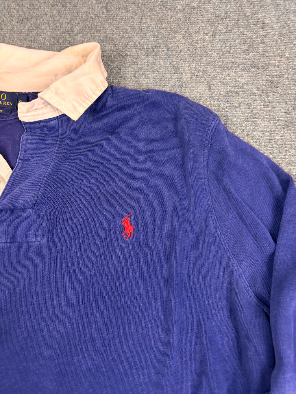 Modern Classic Ralph Lauren Rugby Polo Men's XL Navy Blue Red Pony Sleeve Pad Detail Collared