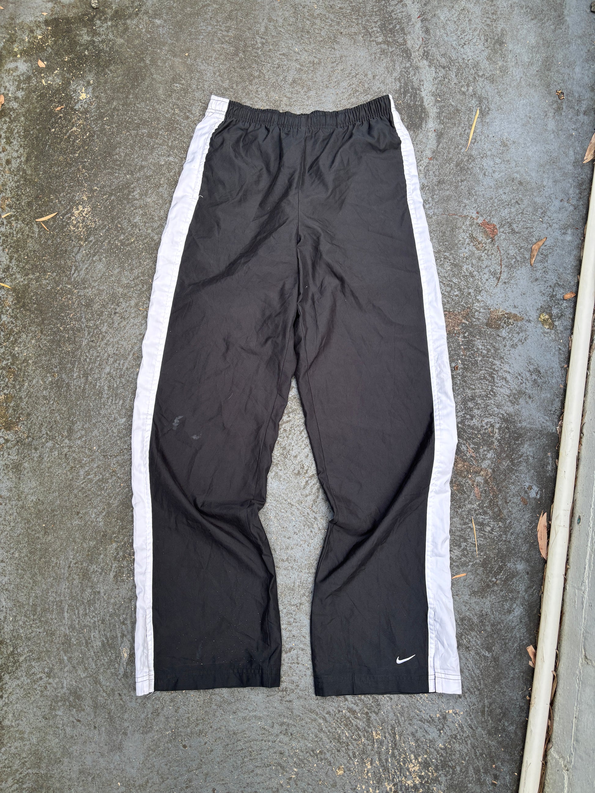 Vintage Y2K Nike Track Pants Women’s S Black White Side Detail Ankle Swoosh Slit