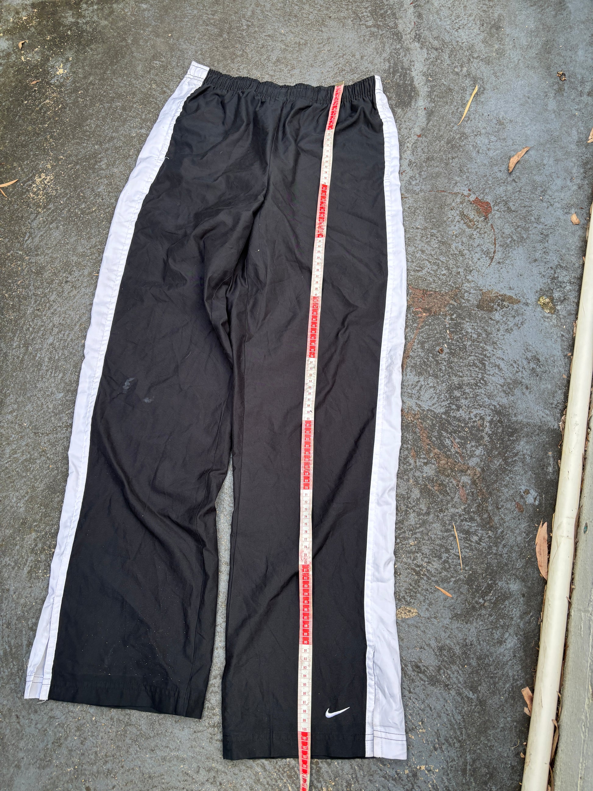 Vintage Y2K Nike Track Pants Women’s S Black White Side Detail Ankle Swoosh Slit