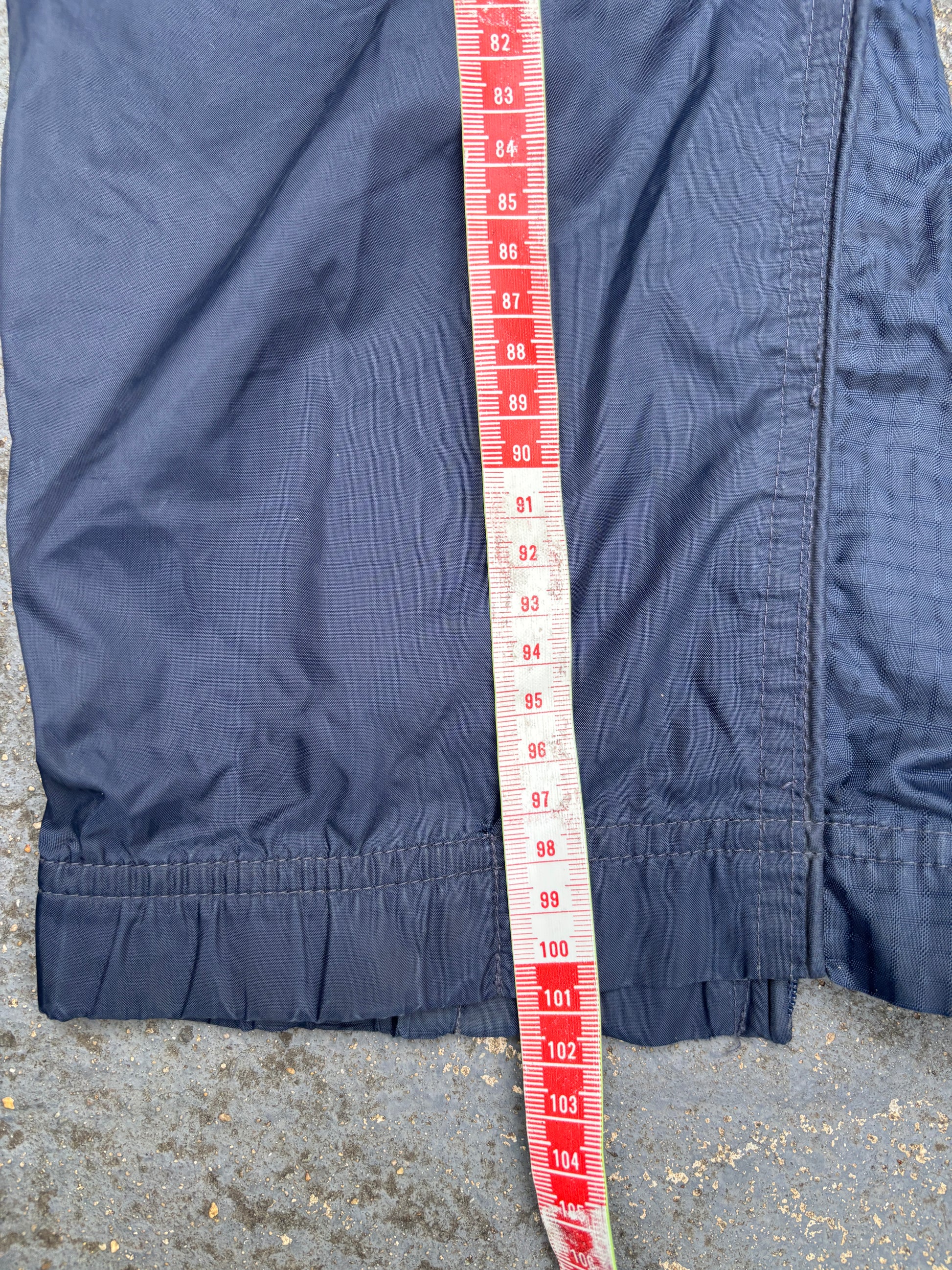 Vintage 90s Nike Track Pants Men’s S Navy Detail Swoosh Nylon Wide Leg Windbreakers