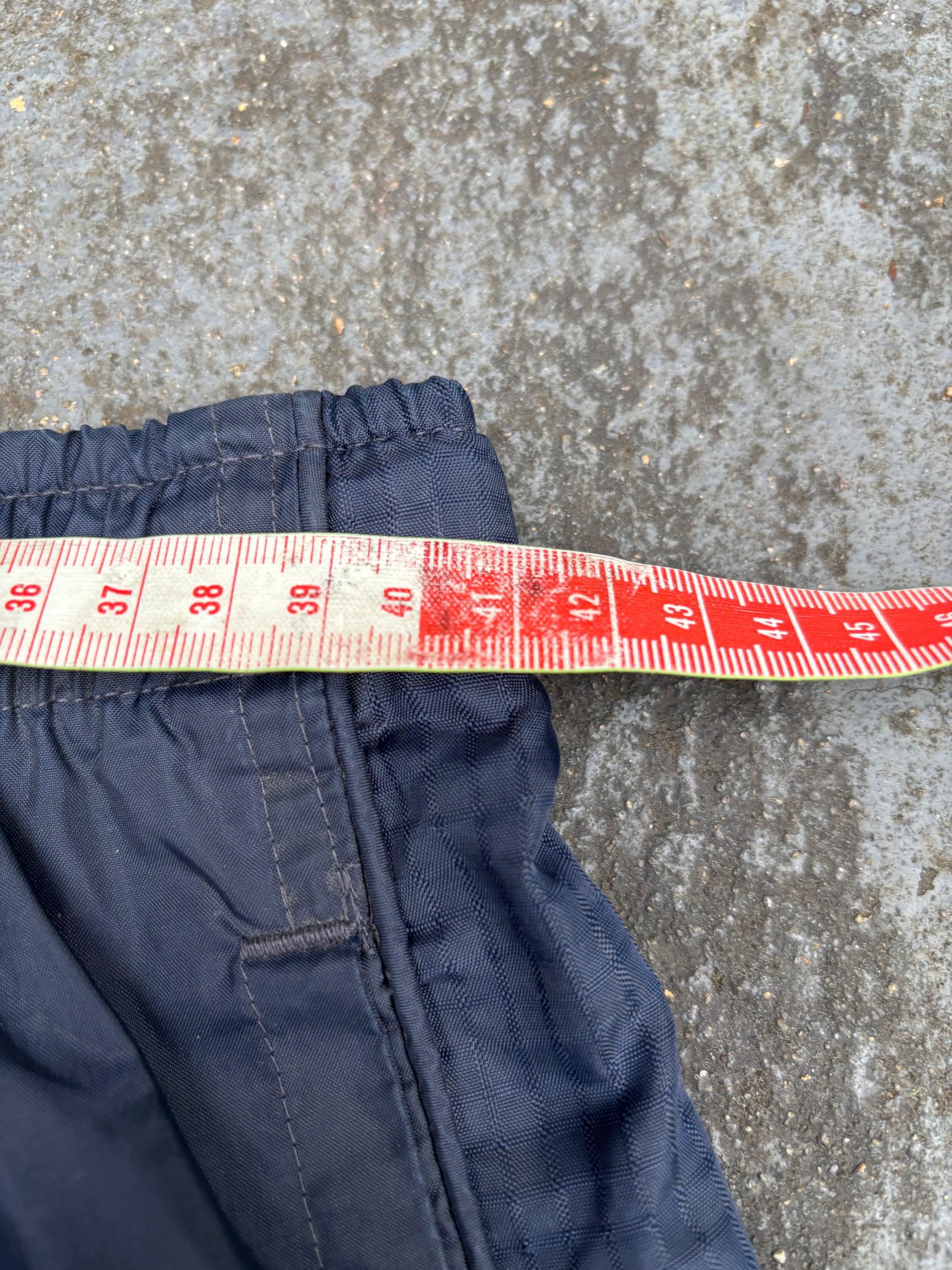 Vintage 90s Nike Track Pants Men’s S Navy Detail Swoosh Nylon Wide Leg Windbreakers