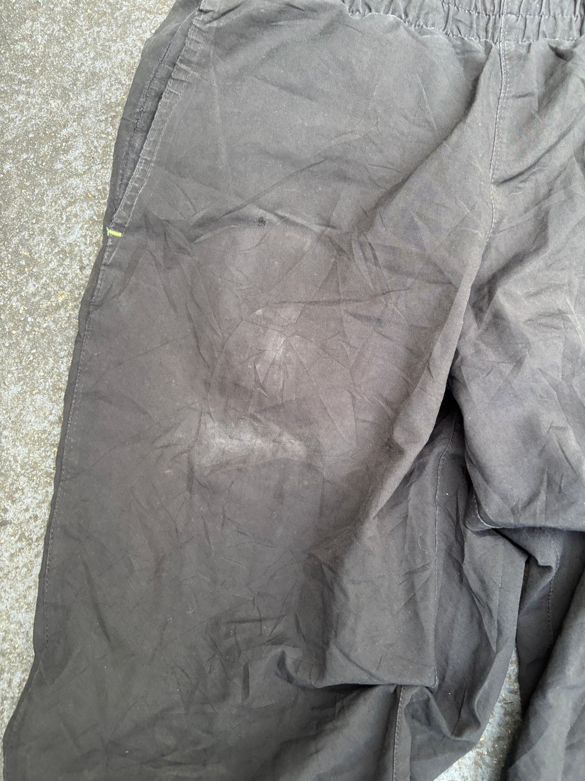 Vintage Y2K Nike Track Pants Men’s S Black Lime Green Spell Out Logo Windbreakers