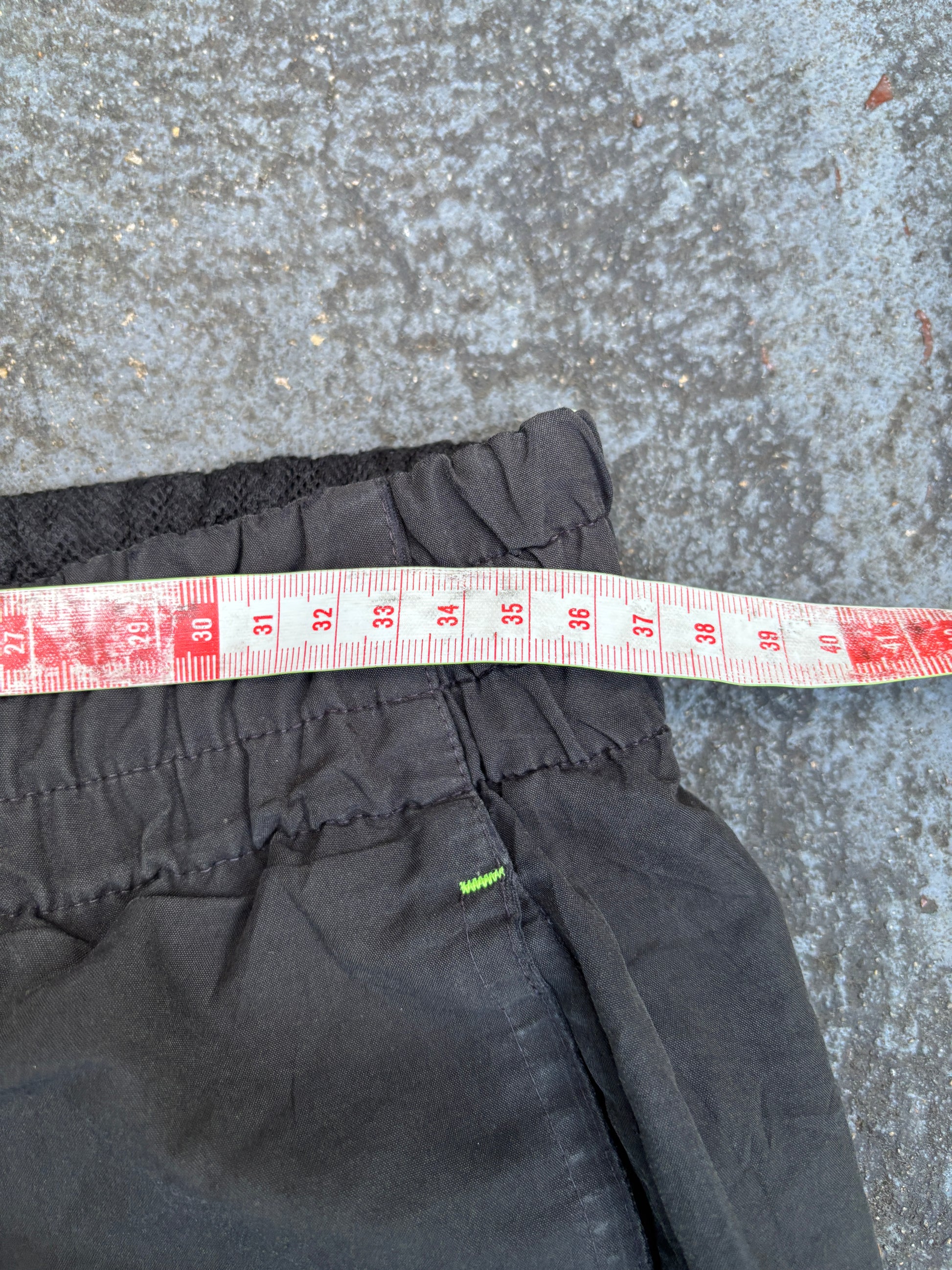 Vintage Y2K Nike Track Pants Men’s S Black Lime Green Spell Out Logo Windbreakers