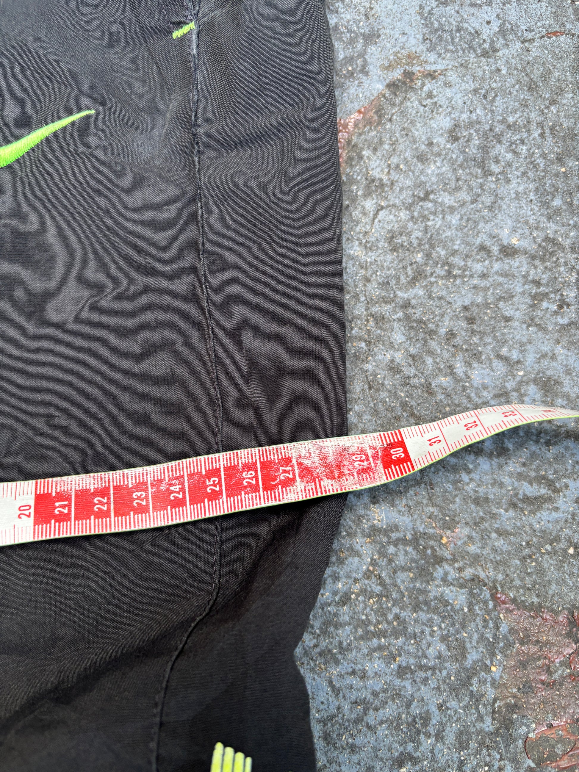 Vintage Y2K Nike Track Pants Men’s S Black Lime Green Spell Out Logo Windbreakers
