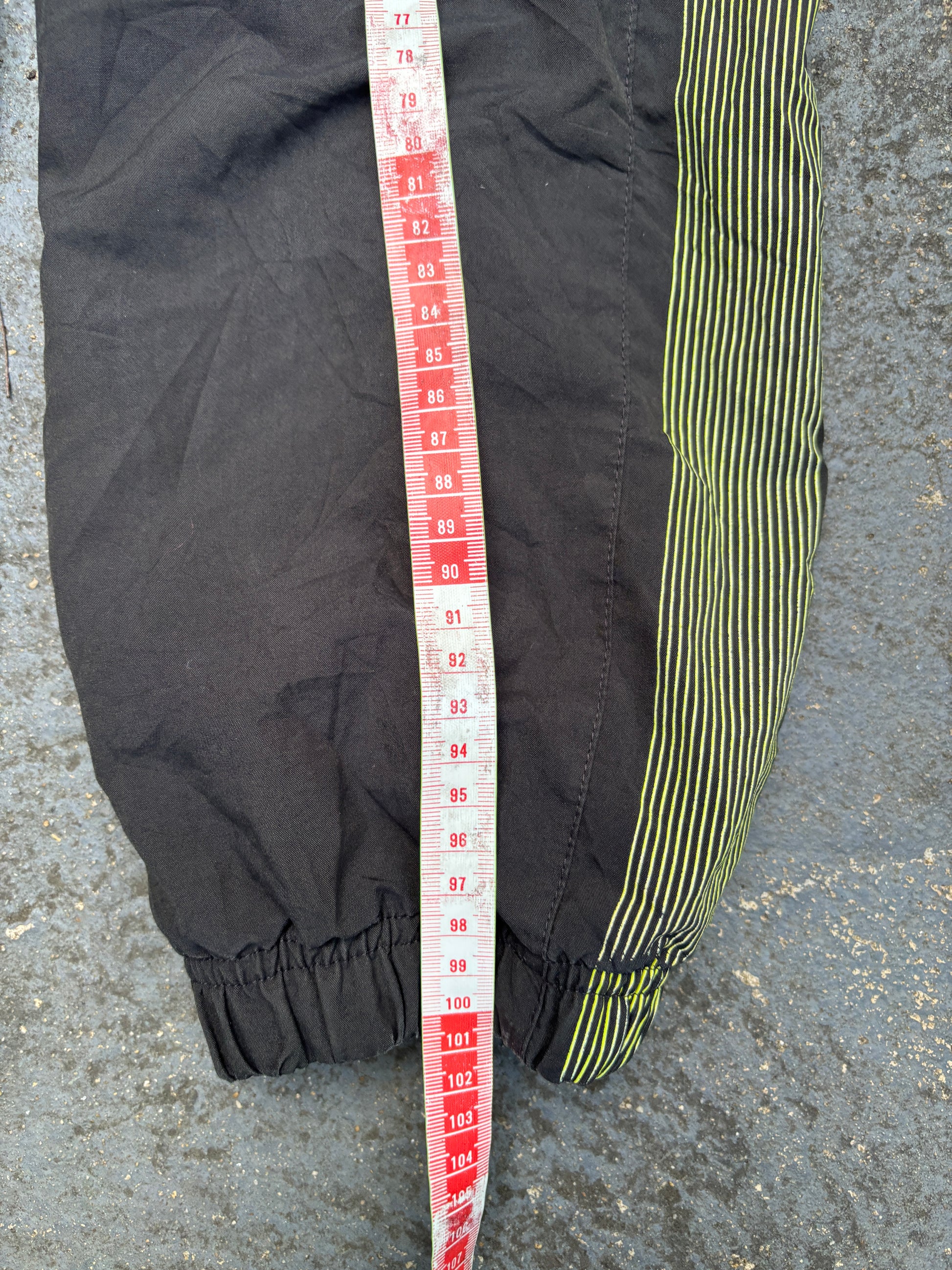 Vintage Y2K Nike Track Pants Men’s S Black Lime Green Spell Out Logo Windbreakers