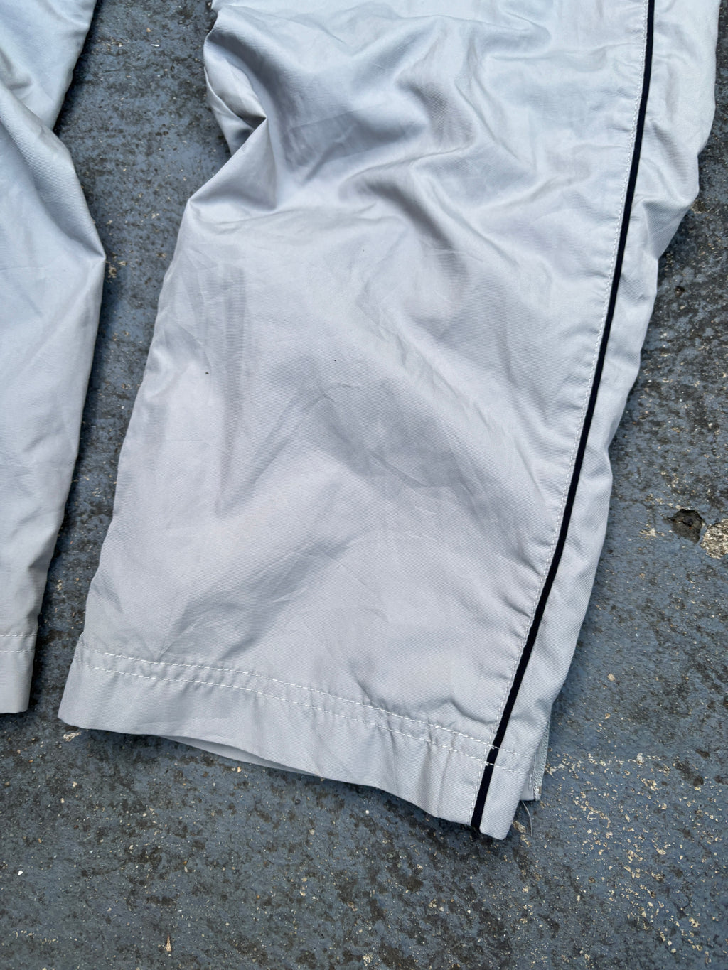 Vintage Y2K Nike Track Pants Men’s S Grey Black Side Detail Wide Leg Classic Windbreaker