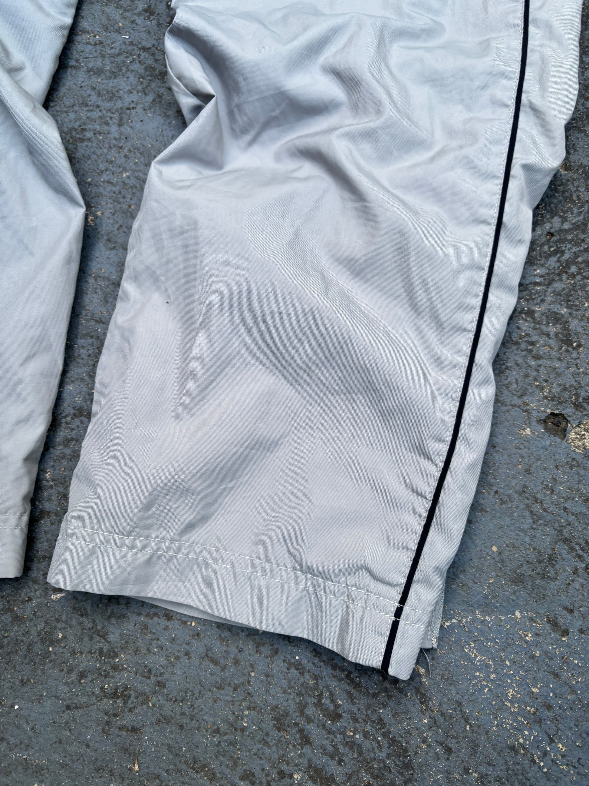 Vintage Y2K Nike Track Pants Men’s S Grey Black Side Detail Wide Leg Classic Windbreaker