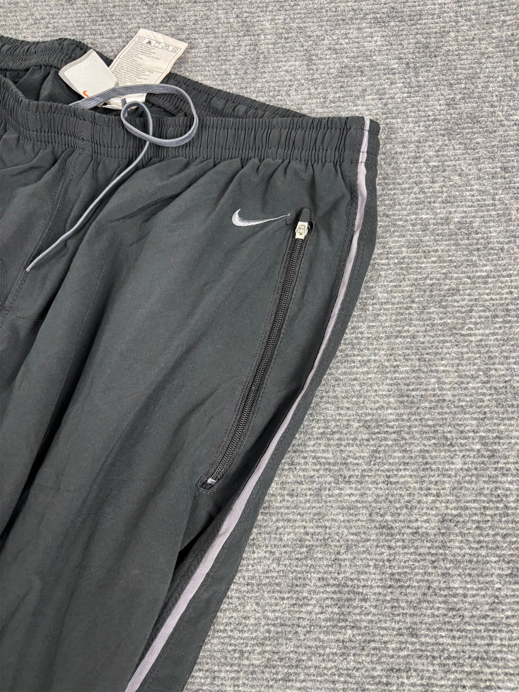 Vintage Y2K Nike FITDRY Track Pants Mens XL Black Grey Swoosh Piping Joggers