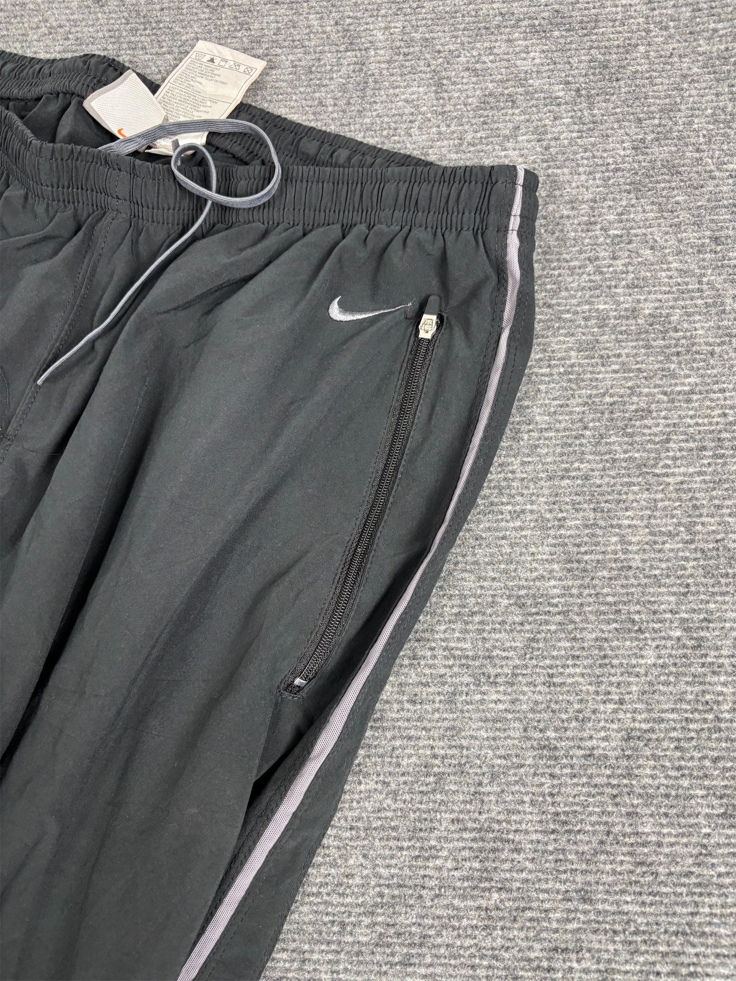 Vintage Y2K Nike FITDRY Track Pants Mens XL Black Grey Swoosh Piping Joggers