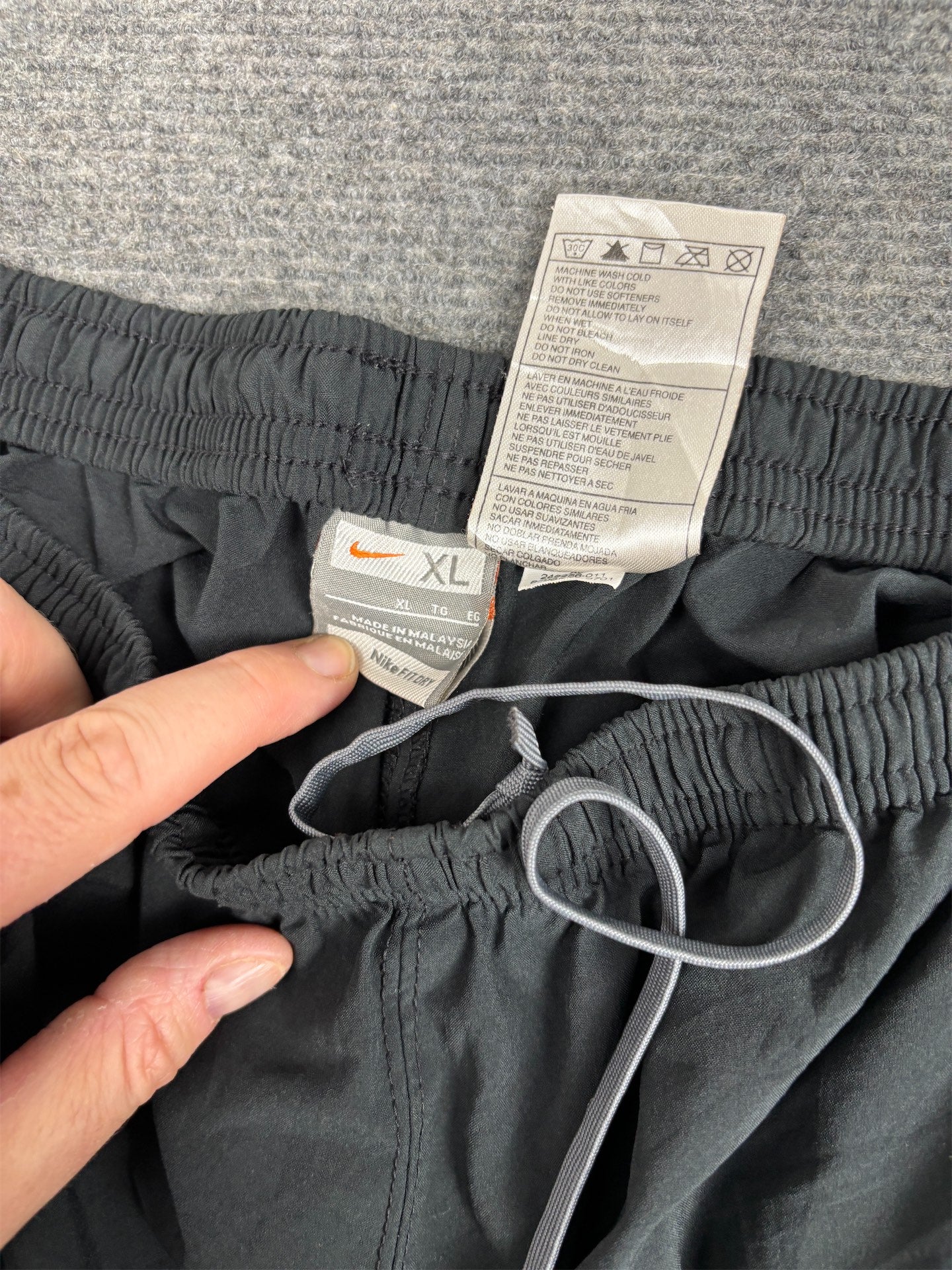 Vintage Y2K Nike FITDRY Track Pants Mens XL Black Grey Swoosh Piping Joggers