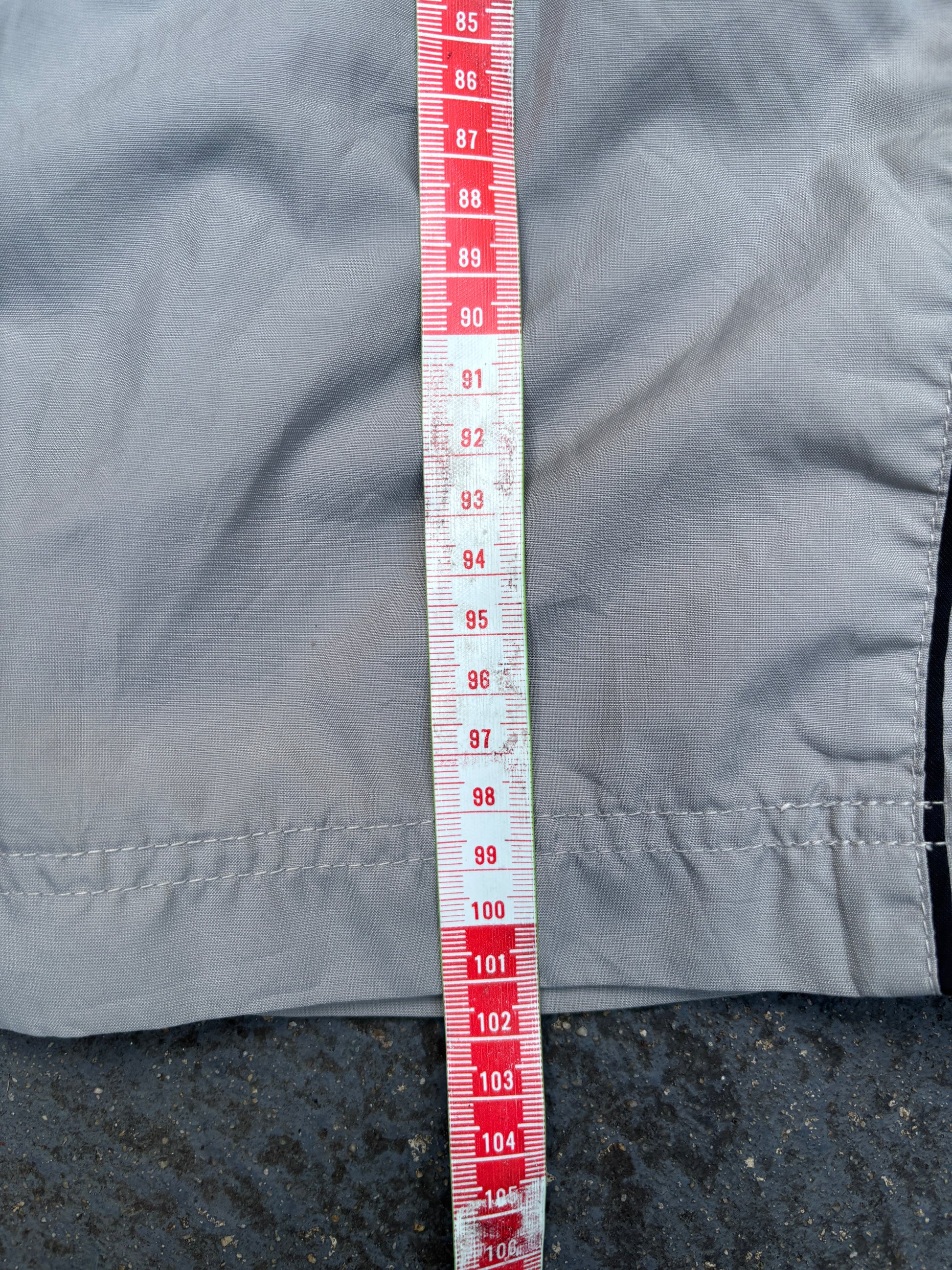 Vintage Y2K Nike Track Pants Men’s S Grey Black Side Detail Wide Leg Classic Windbreaker