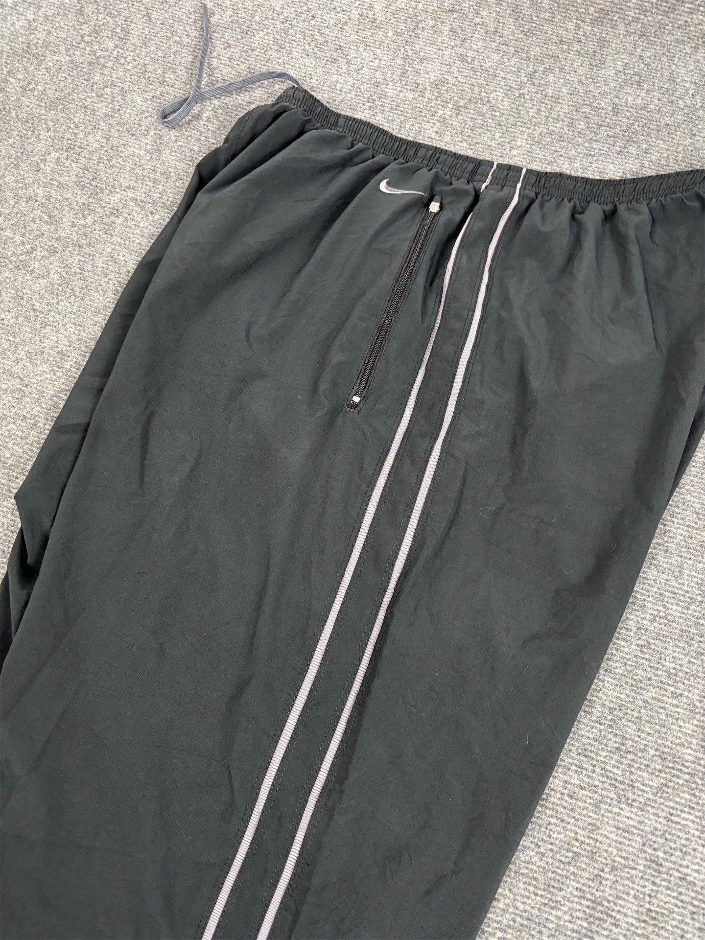Vintage Y2K Nike FITDRY Track Pants Mens XL Black Grey Swoosh Piping Joggers