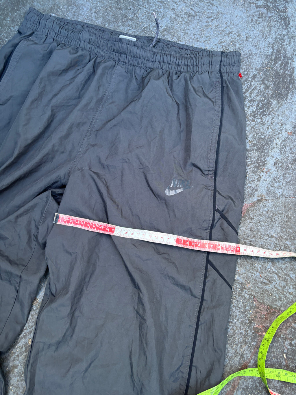 Vintage Y2K Nike Track Pants Sz L Grey Black Detail Wide Leg Classic Windbreaker