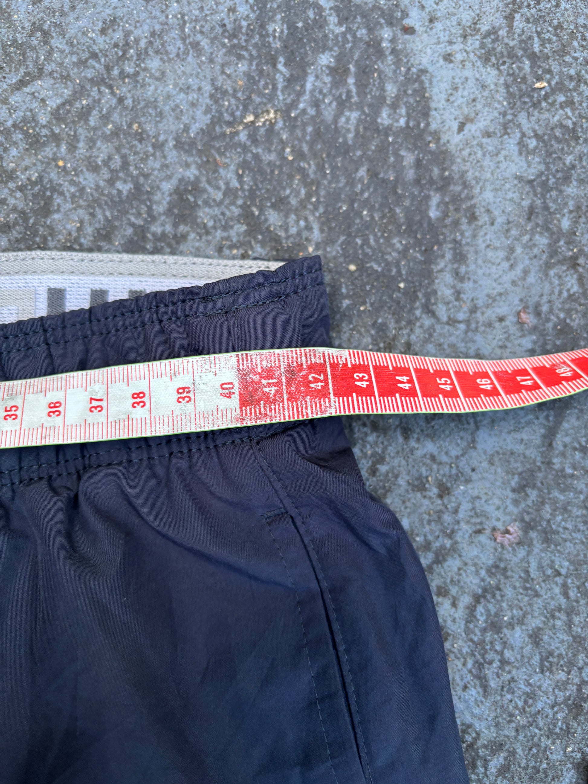 Vintage Y2K Nike Track Pants Men’s L Navy White Swoosh Wide Leg Classic Windbreakers