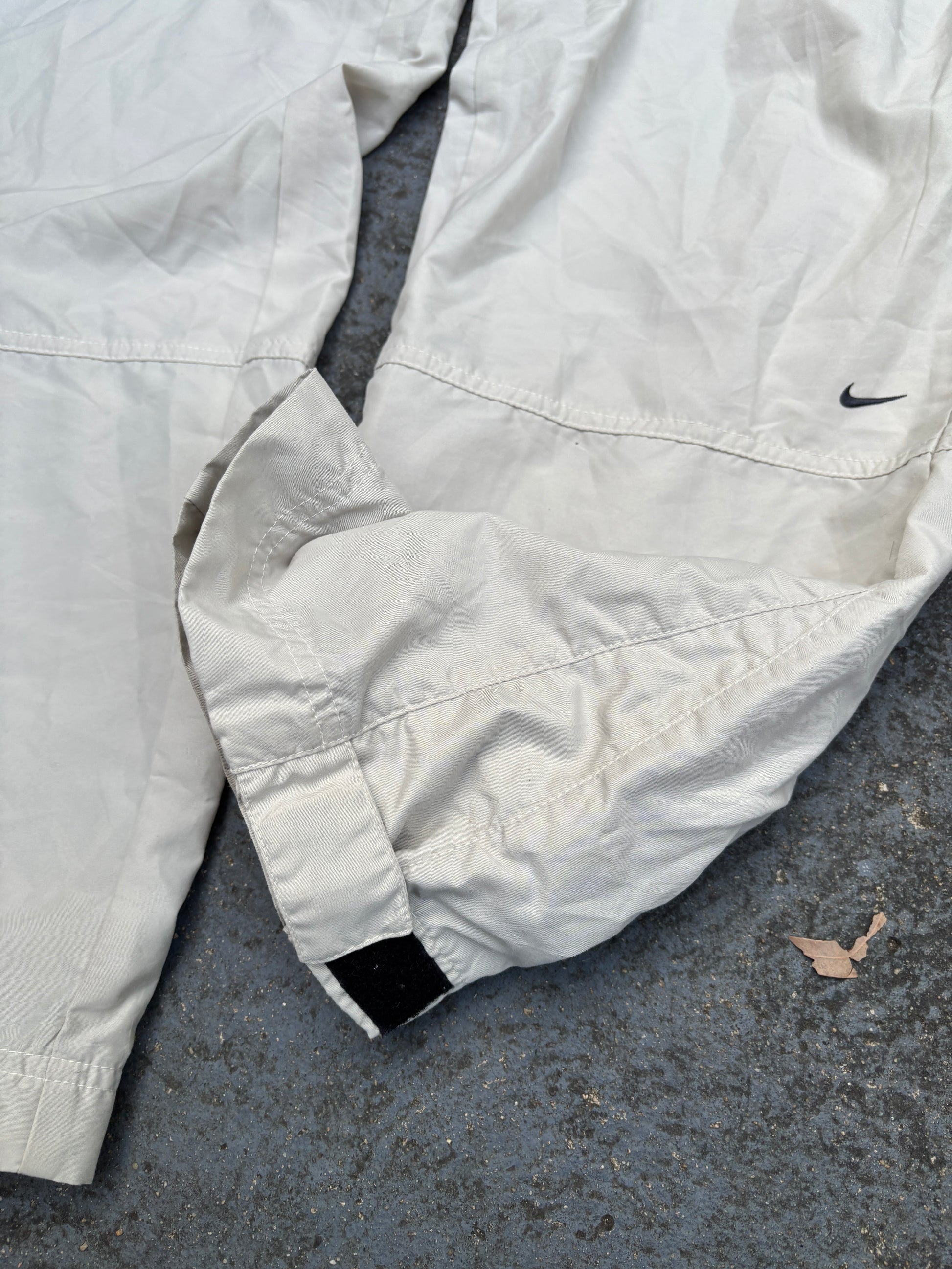 Vintage Y2K Nike Track Pants Women’s S/M Cream Double Knee Hiking Wide Leg Bungee