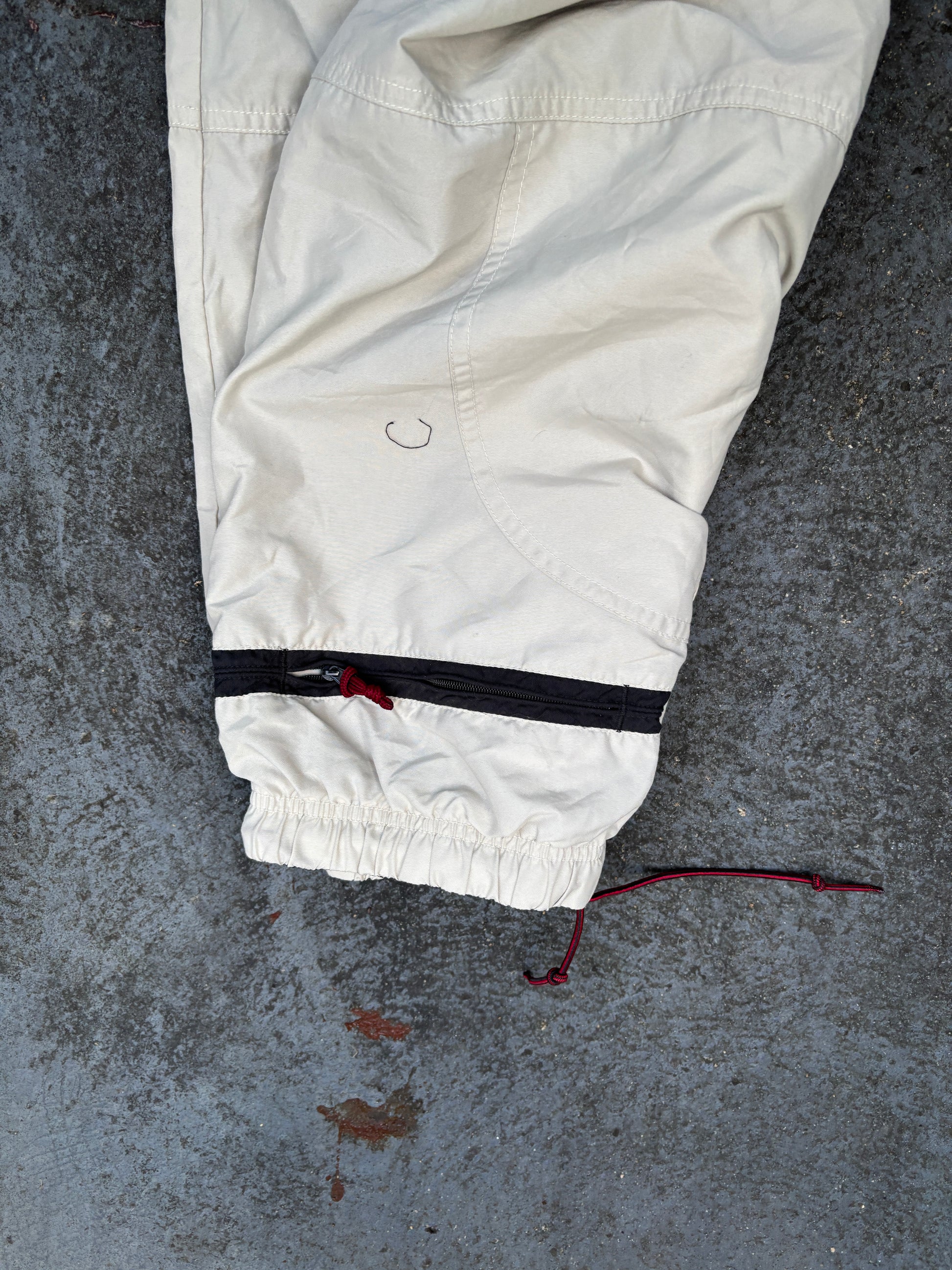 Vintage Y2K Nike Track Pants Women’s S/M Cream Double Knee Hiking Wide Leg Bungee