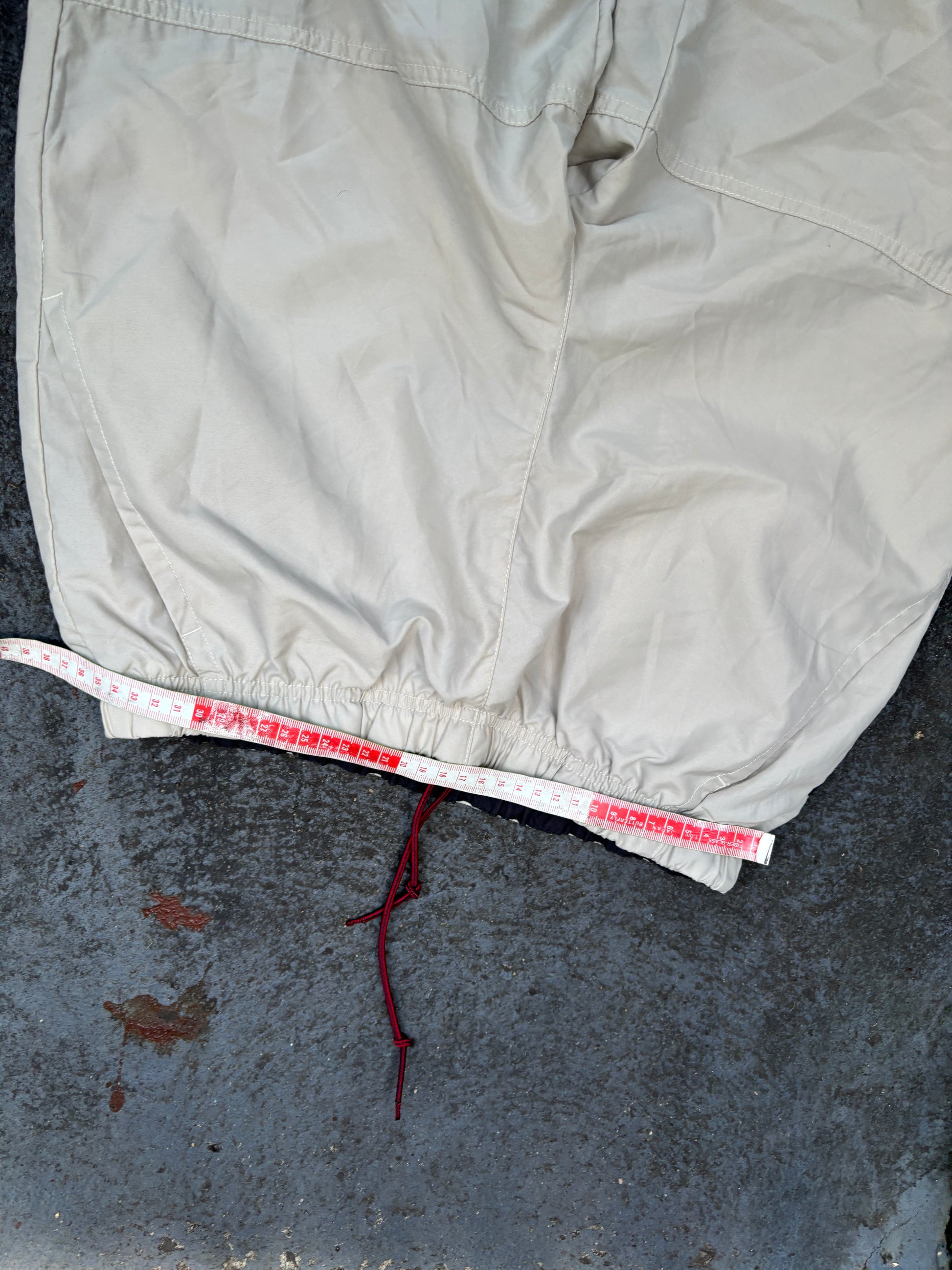 Vintage Y2K Nike Track Pants Women’s S/M Cream Double Knee Hiking Wide Leg Bungee